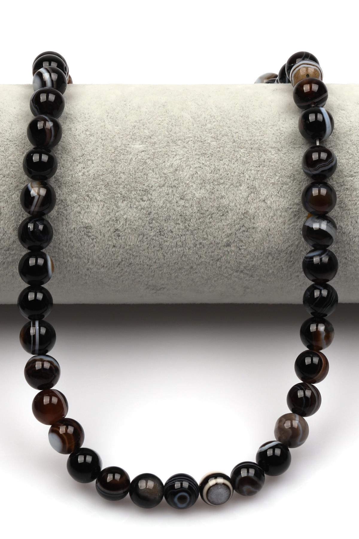 Göz Akik (A Kalite) Doğal Taş Dizi 8 mm Küre Kesim