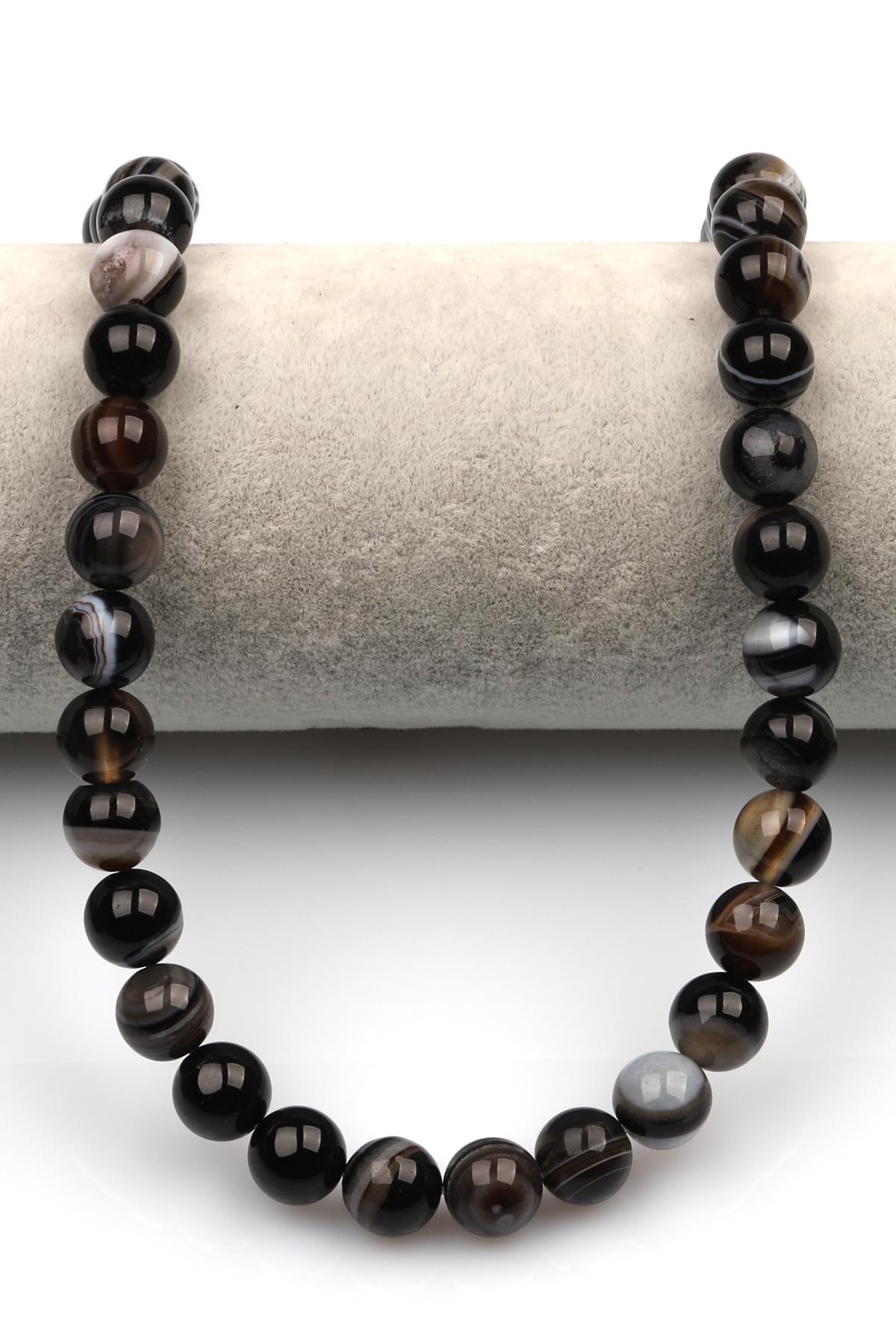 Göz Akik (A Kalite) Doğaltaş Dizi 10 mm Küre Kesim