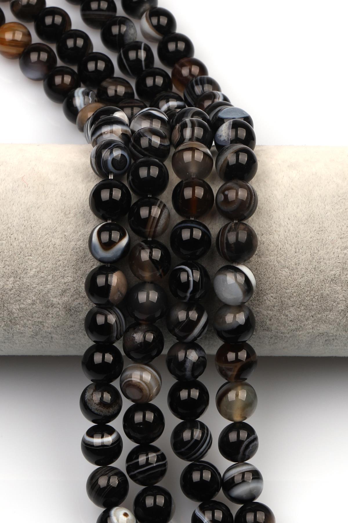 Göz Akik (A Kalite) Doğaltaş Dizi 10 mm Küre Kesim