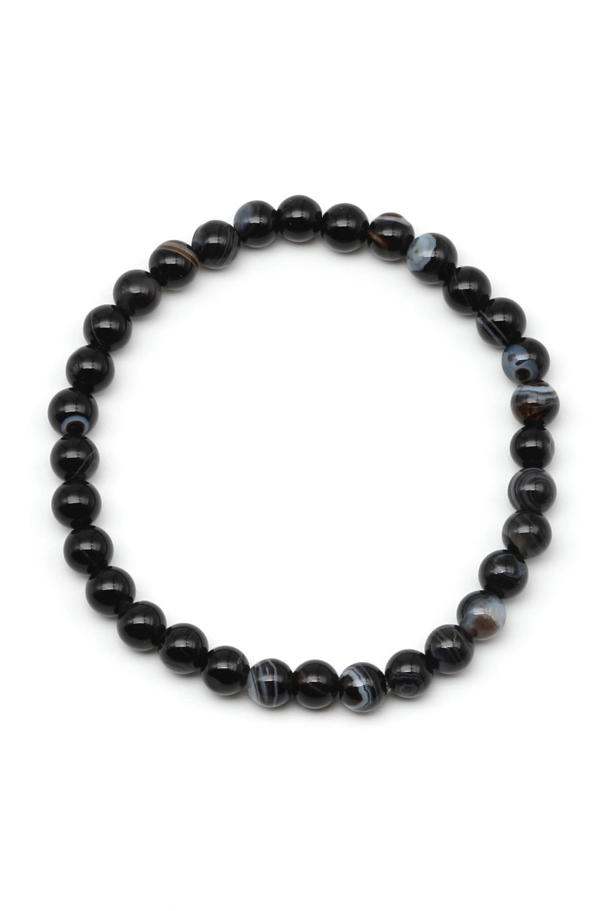 Göz Akik Doğal Taş Bileklik 6 mm Küre Kesim