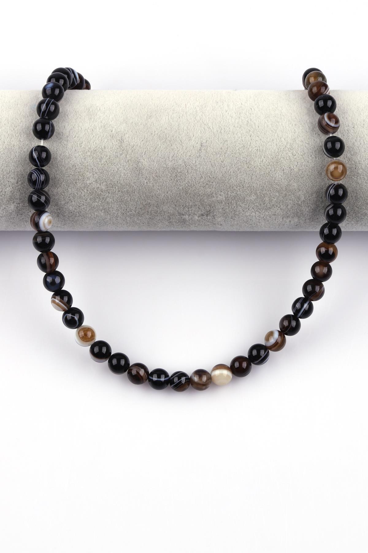 Göz Akik Doğal Taş Dizi 8 mm Küre Kesim