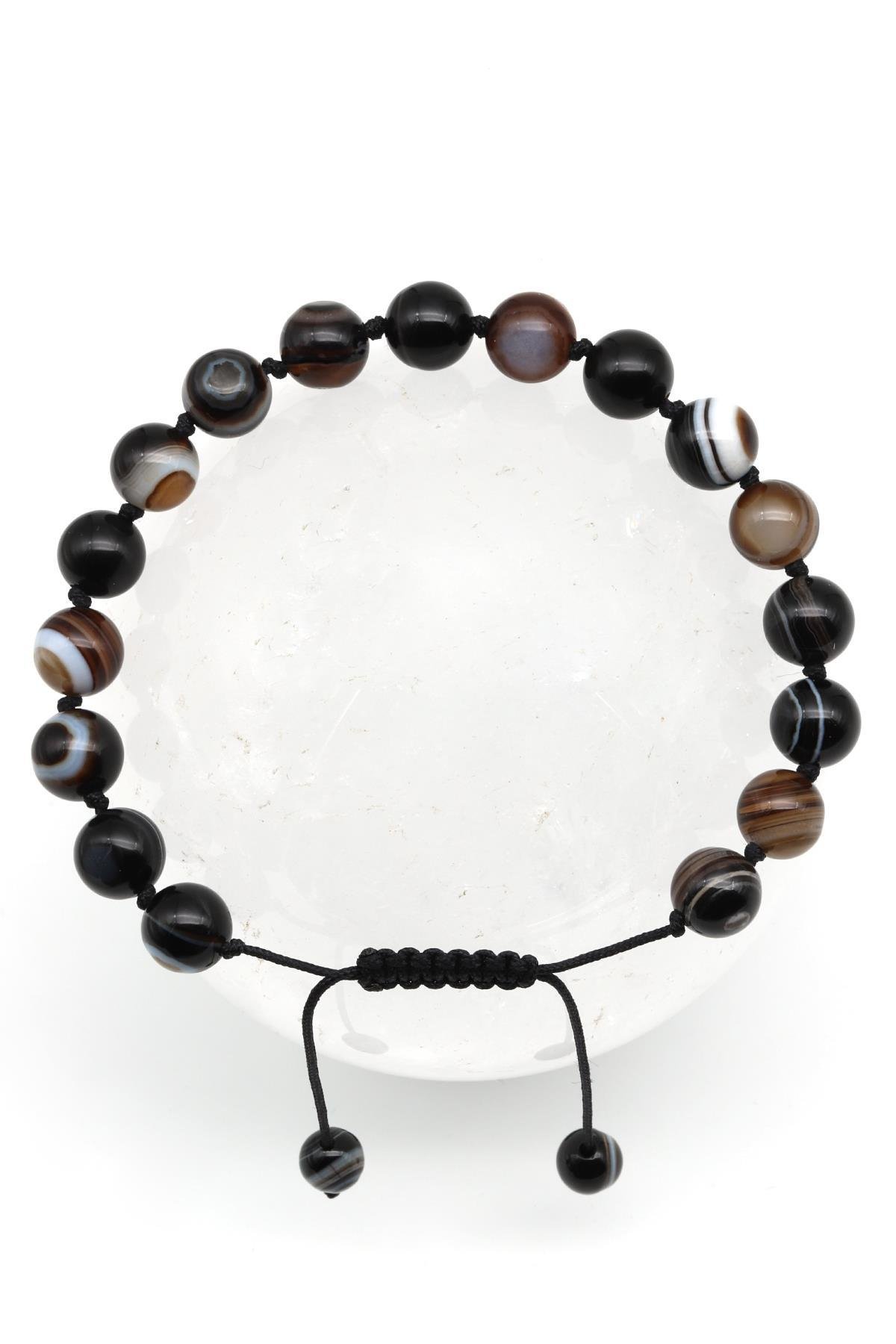 Göz Akik Doğal Taş Makrome Örme Bileklik