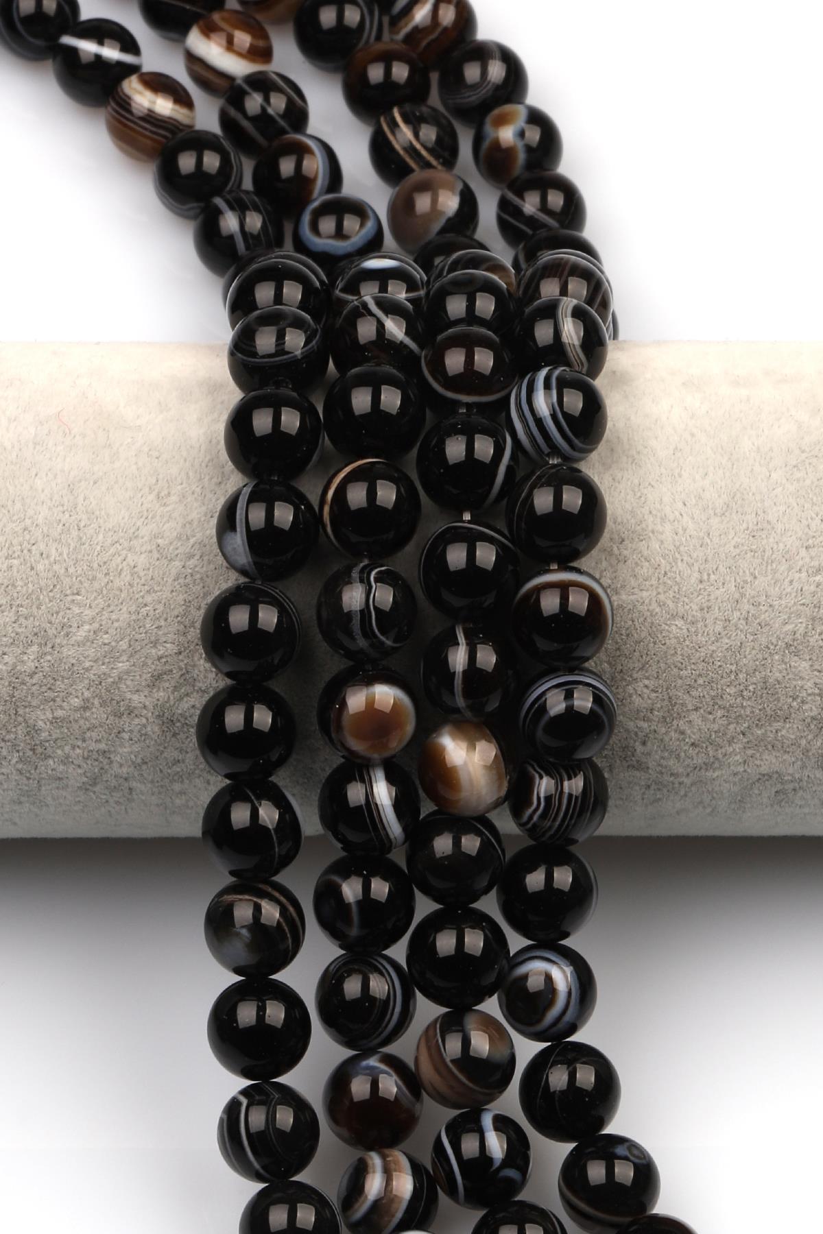 Göz Akik Doğaltaş Dizi 10 mm Küre Kesim