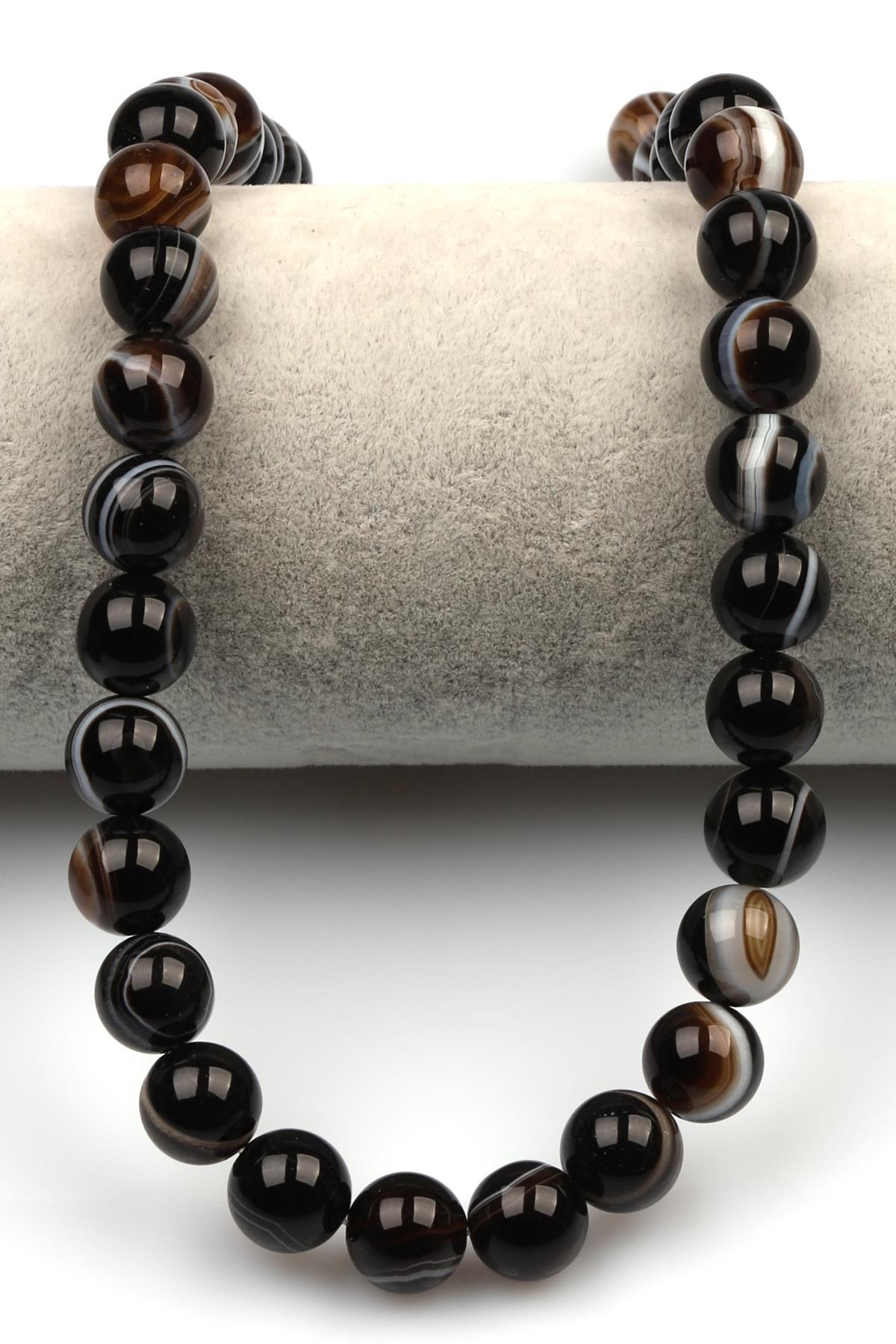 Göz Akik Doğaltaş Dizi 10 mm Küre Kesim