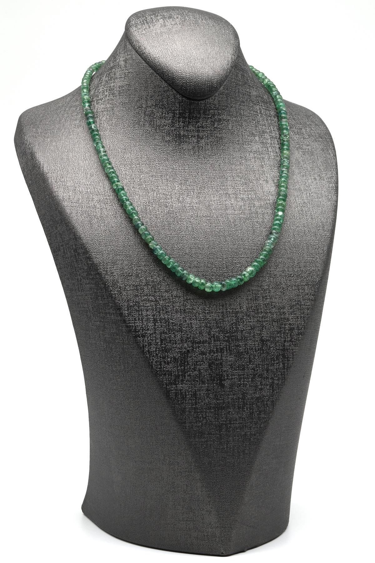 Green Beril Doğal Taş 925 Ayar Gümüş Kolye