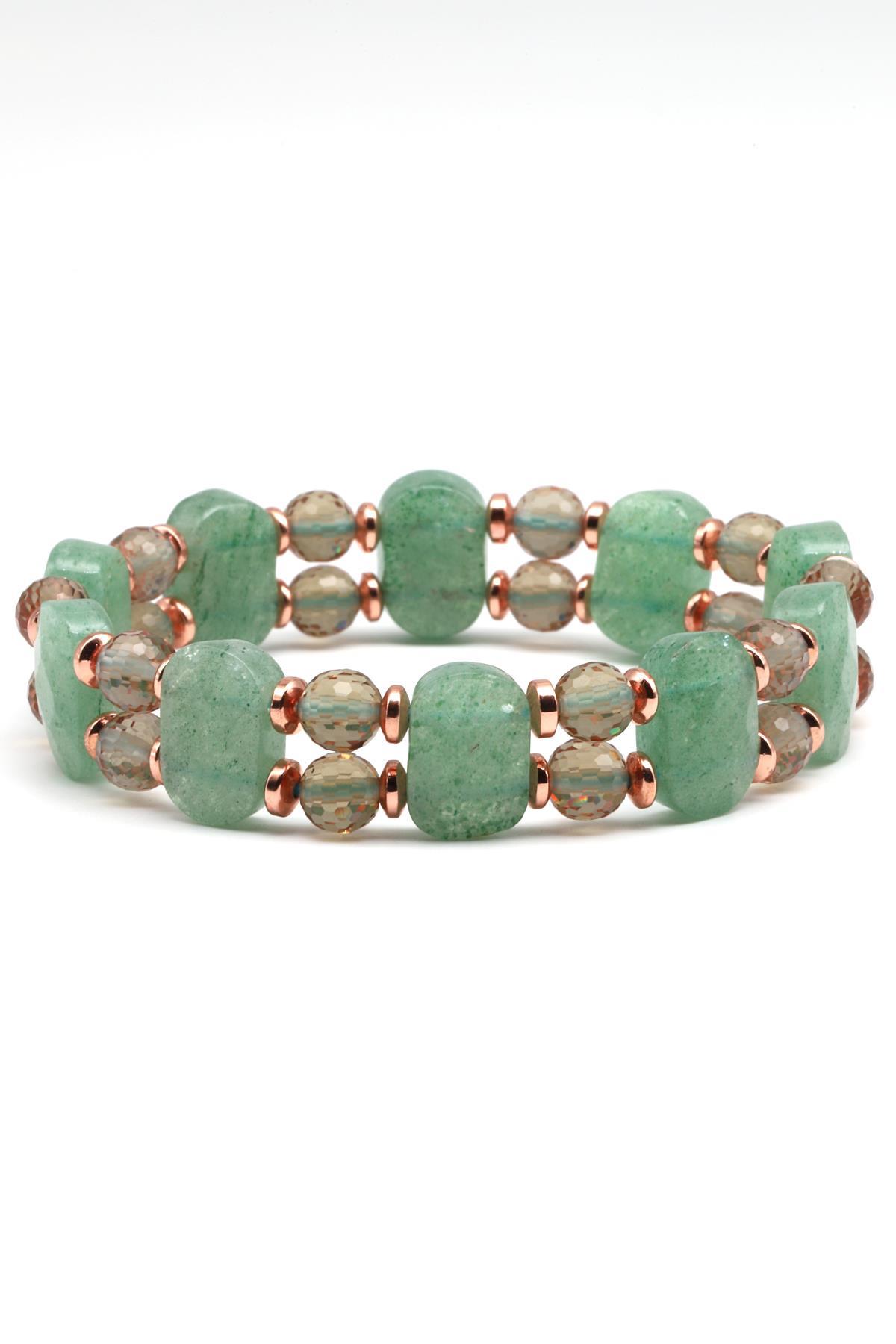 Green Kuvars - Zultanit -  Hematit Doğal Taş Tasarım Bileklik