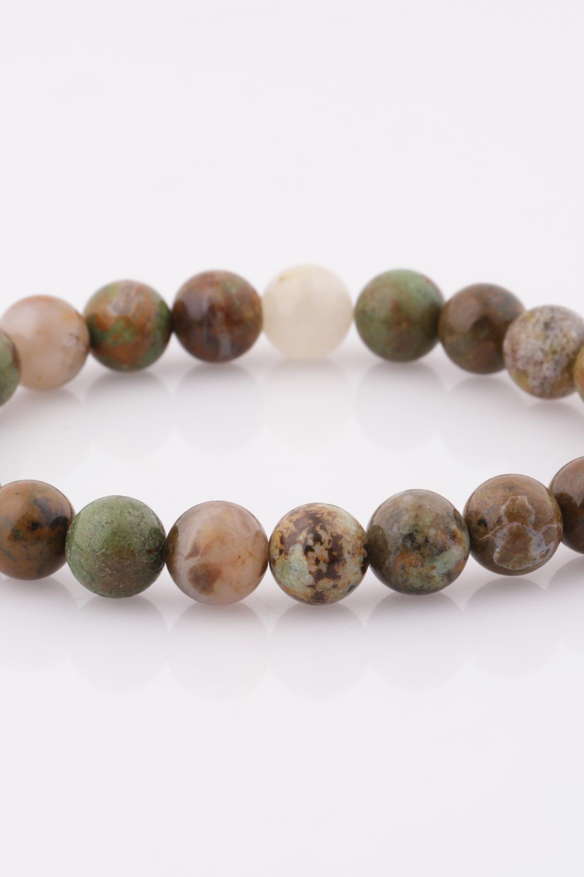 Green Opal Doğal Taş Bileklik 8 mm Küre Kesim