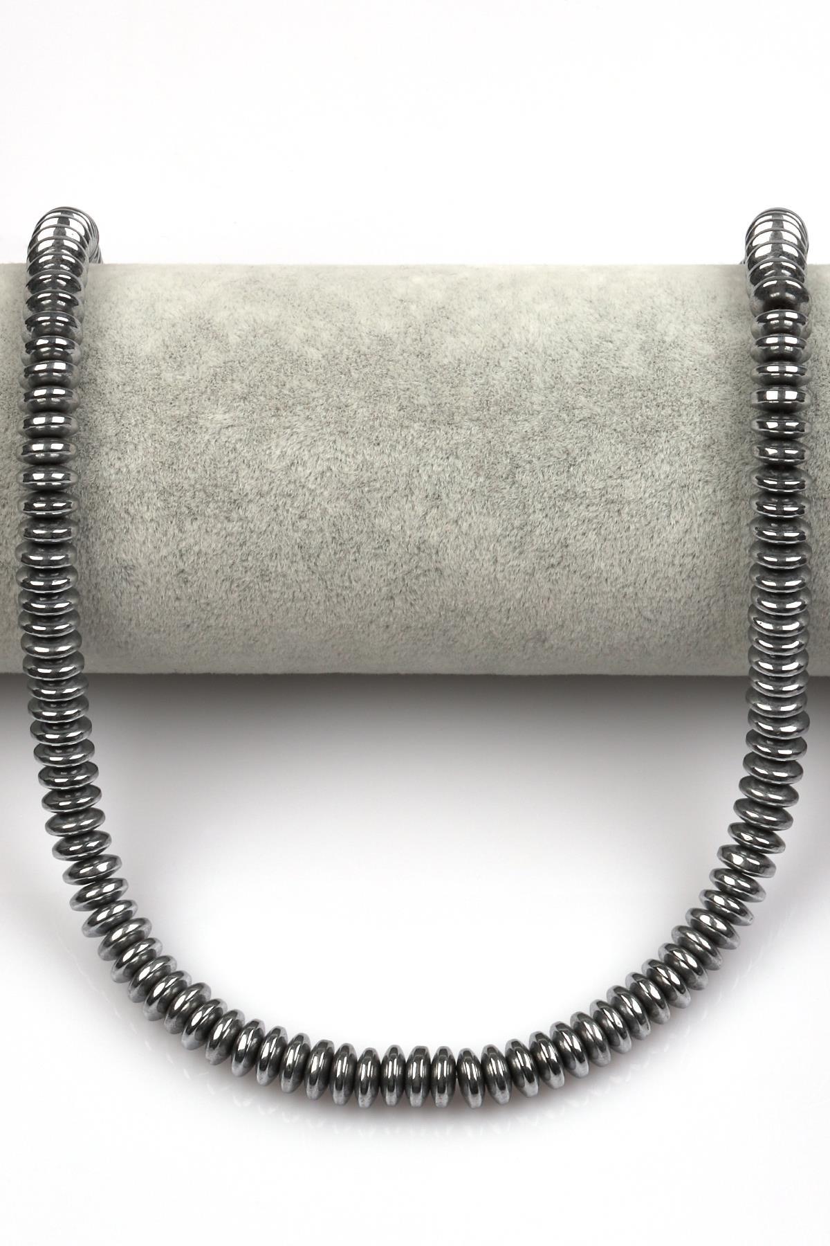 Gümüş Gri Hematit Doğal Taş Dizi 3 x 7 mm Rondel Kesim