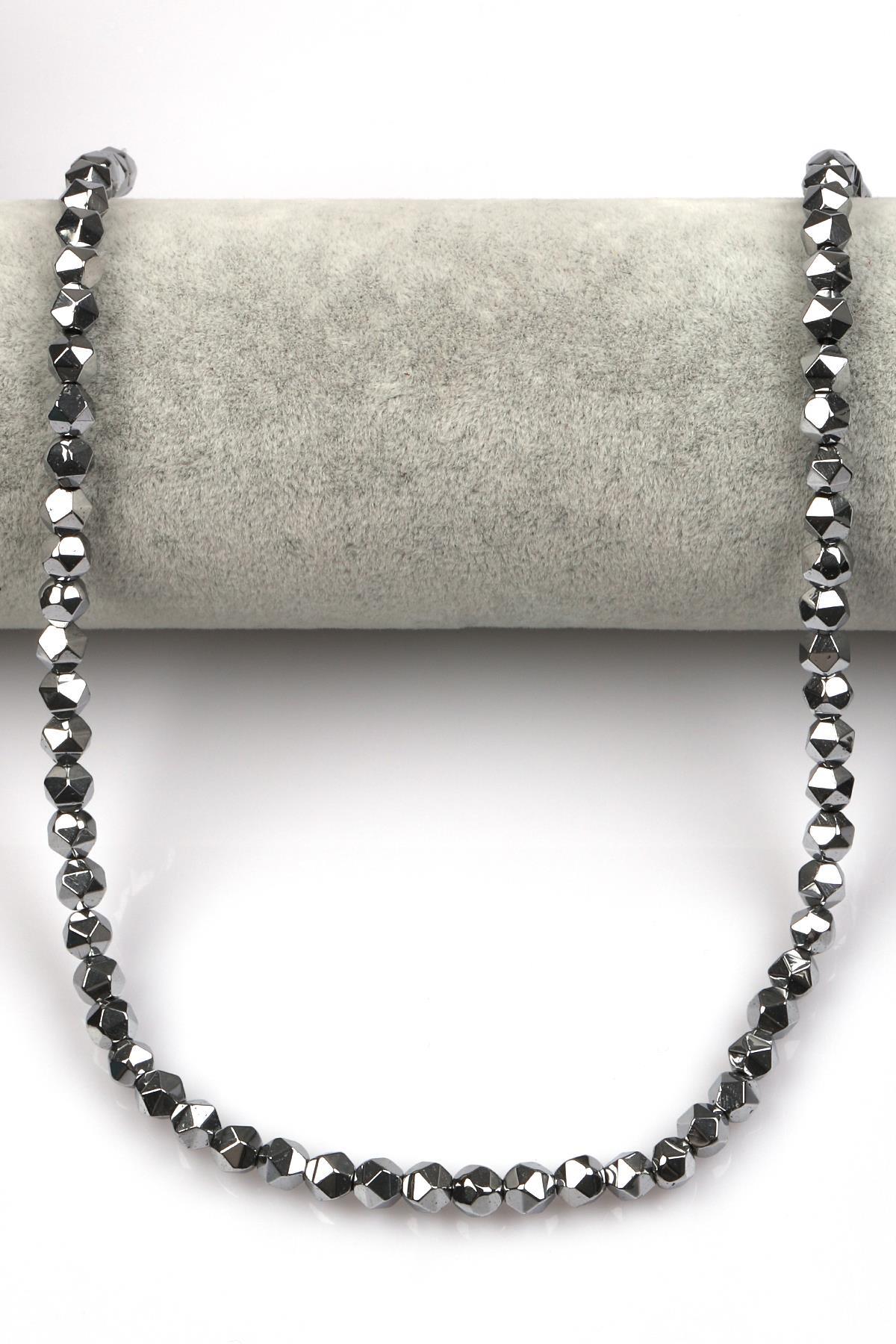 Gümüş Gri Renkli Hematit Dizi 5 x 6 mm Burgulu Kesim