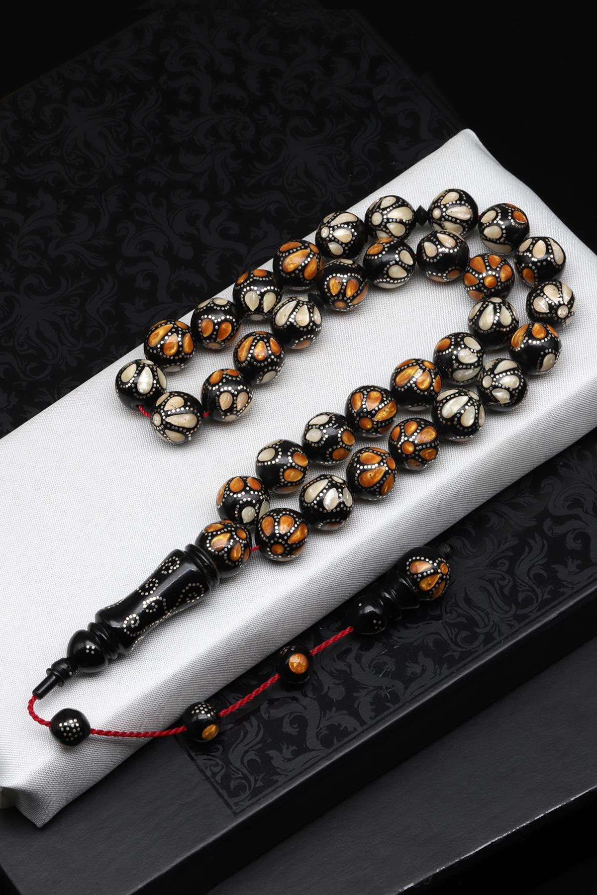 Gümüş İşlemeli Kuka Tesbih 12 x 12 mm Küre Kesim