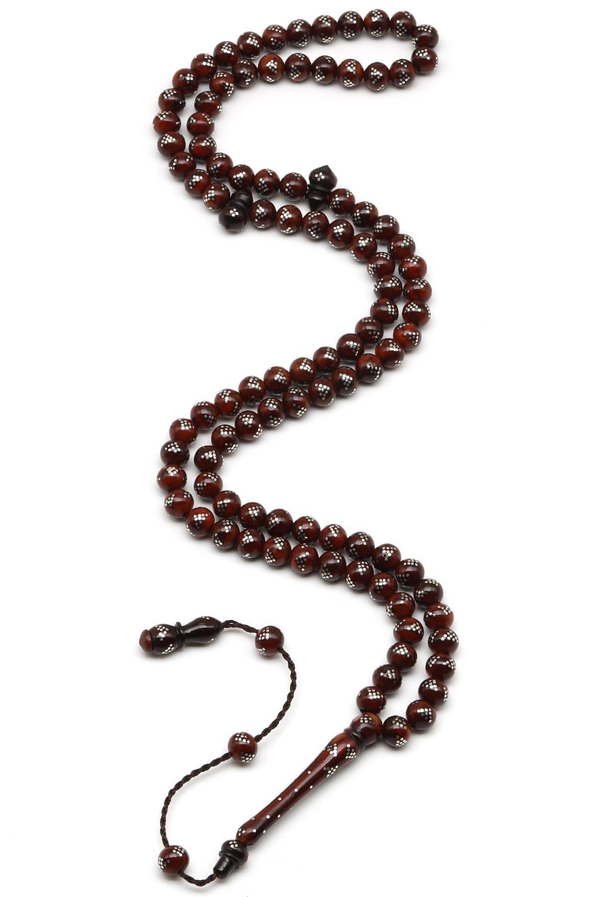 Gümüş İşlemeli Kuka Tesbih 6 mm Küre Kesim