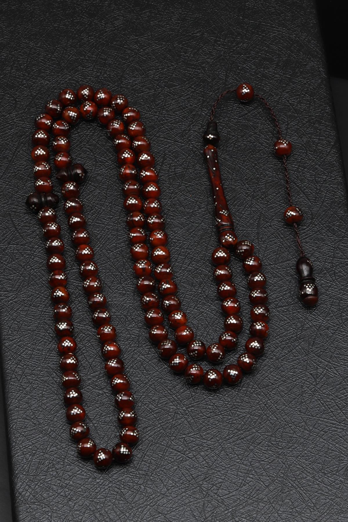 Gümüş İşlemeli Kuka Tesbih 6 mm Küre Kesim