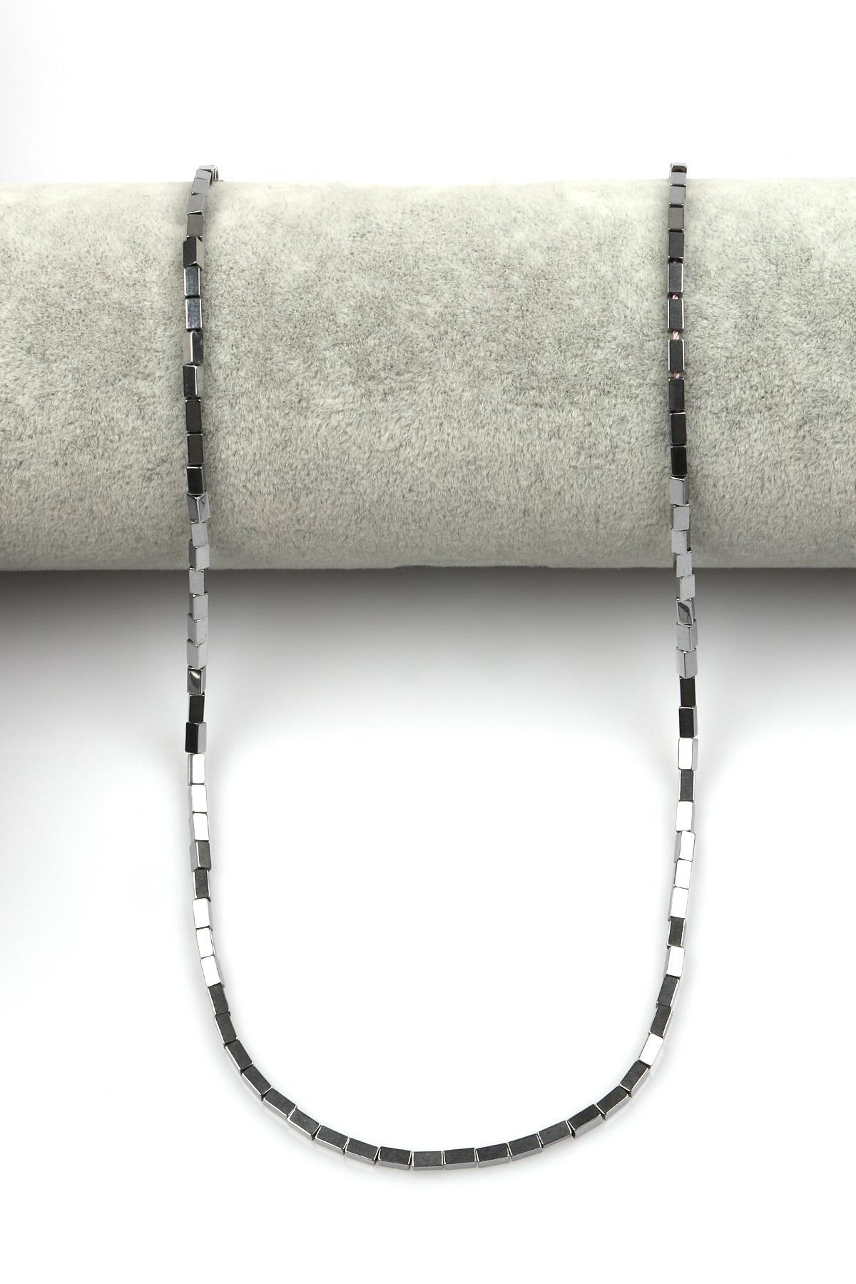 Gümüş Renk Hematit Dizi 2 x 4 mm Boru Kesim