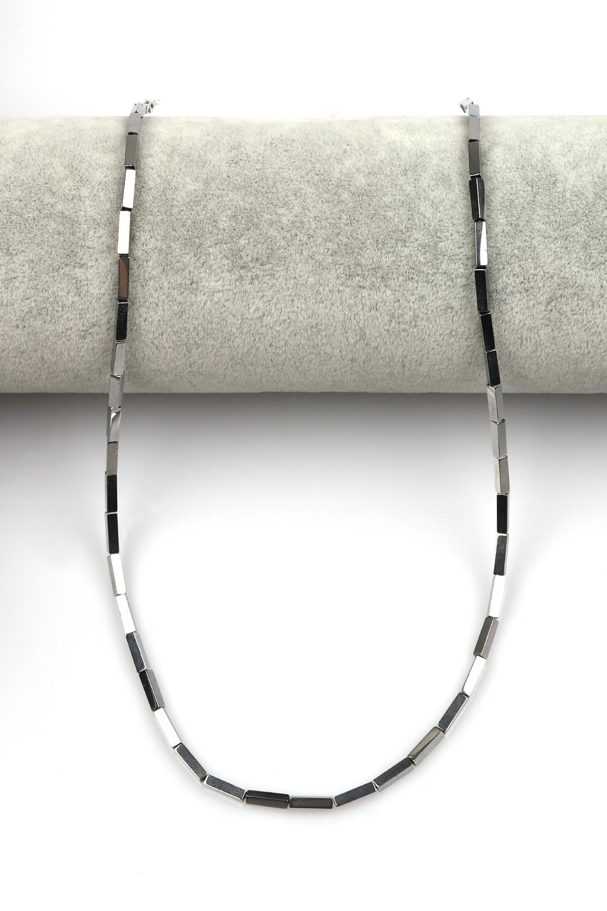 Gümüş Renk Hematit Dizi 2 x 8 mm Boru Kesim