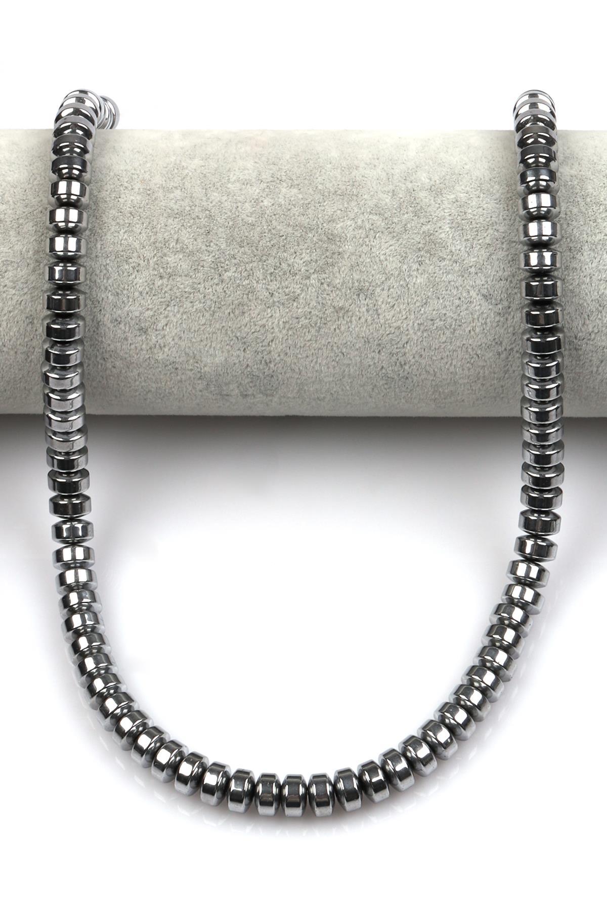 Gümüş Renk Hematit Dizi 4 x 8 mm Rondel Kesim