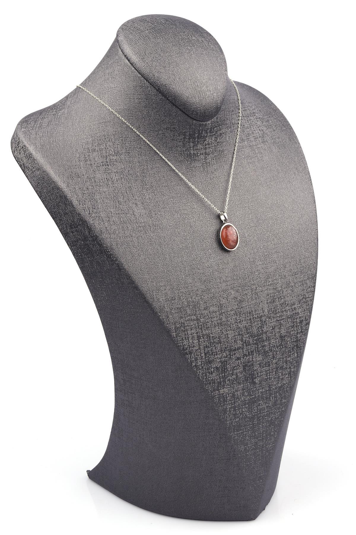 Güneş Taşı Doğal Taş 925 Ayar Gümüş Kolye