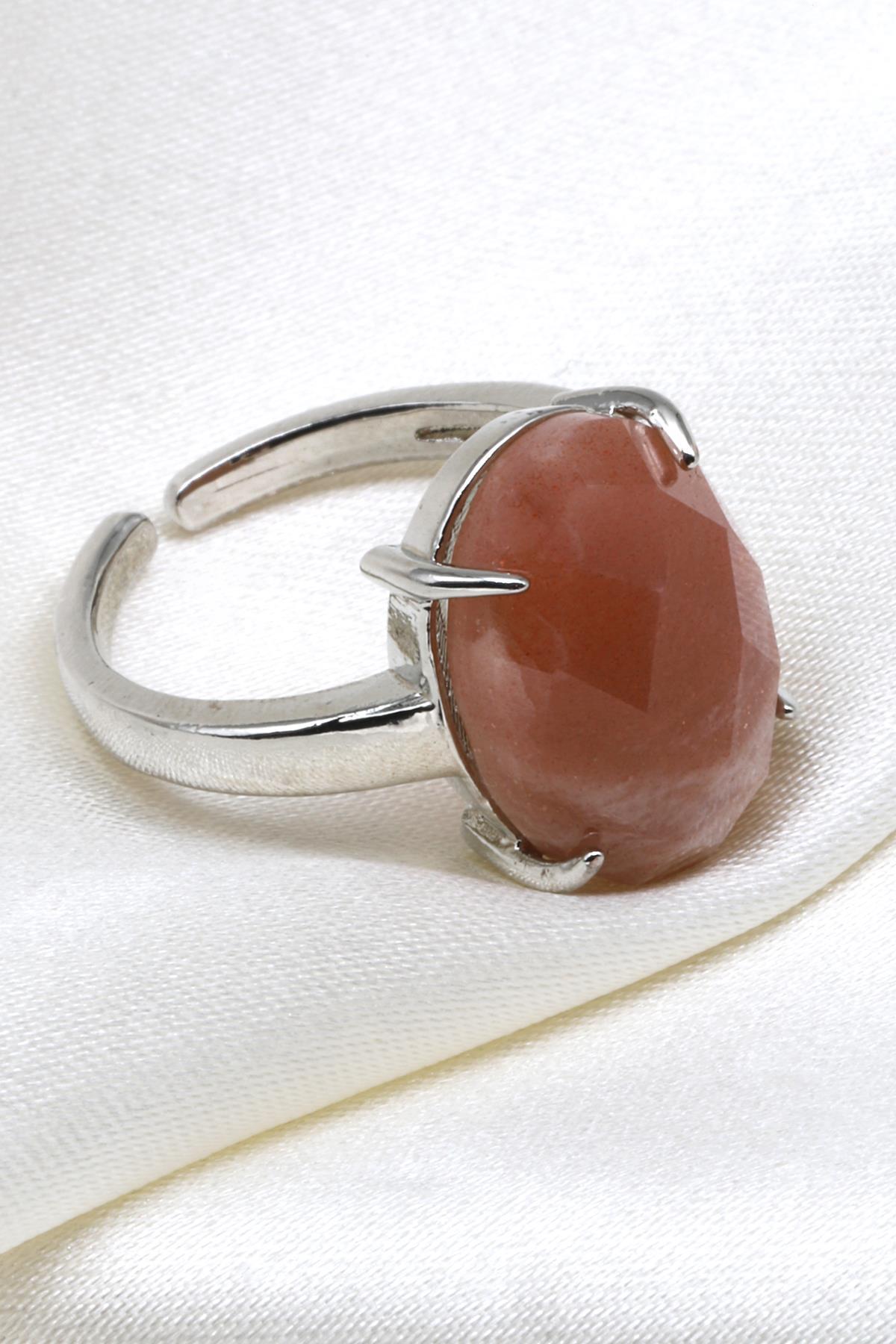 Güneş Taşı Doğal Taş Ayarlaabilir Yüzük