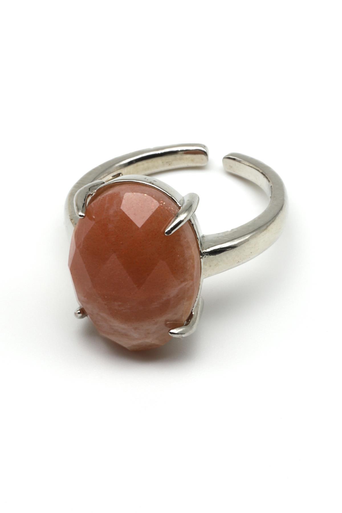 Güneş Taşı Doğal Taş Ayarlaabilir Yüzük