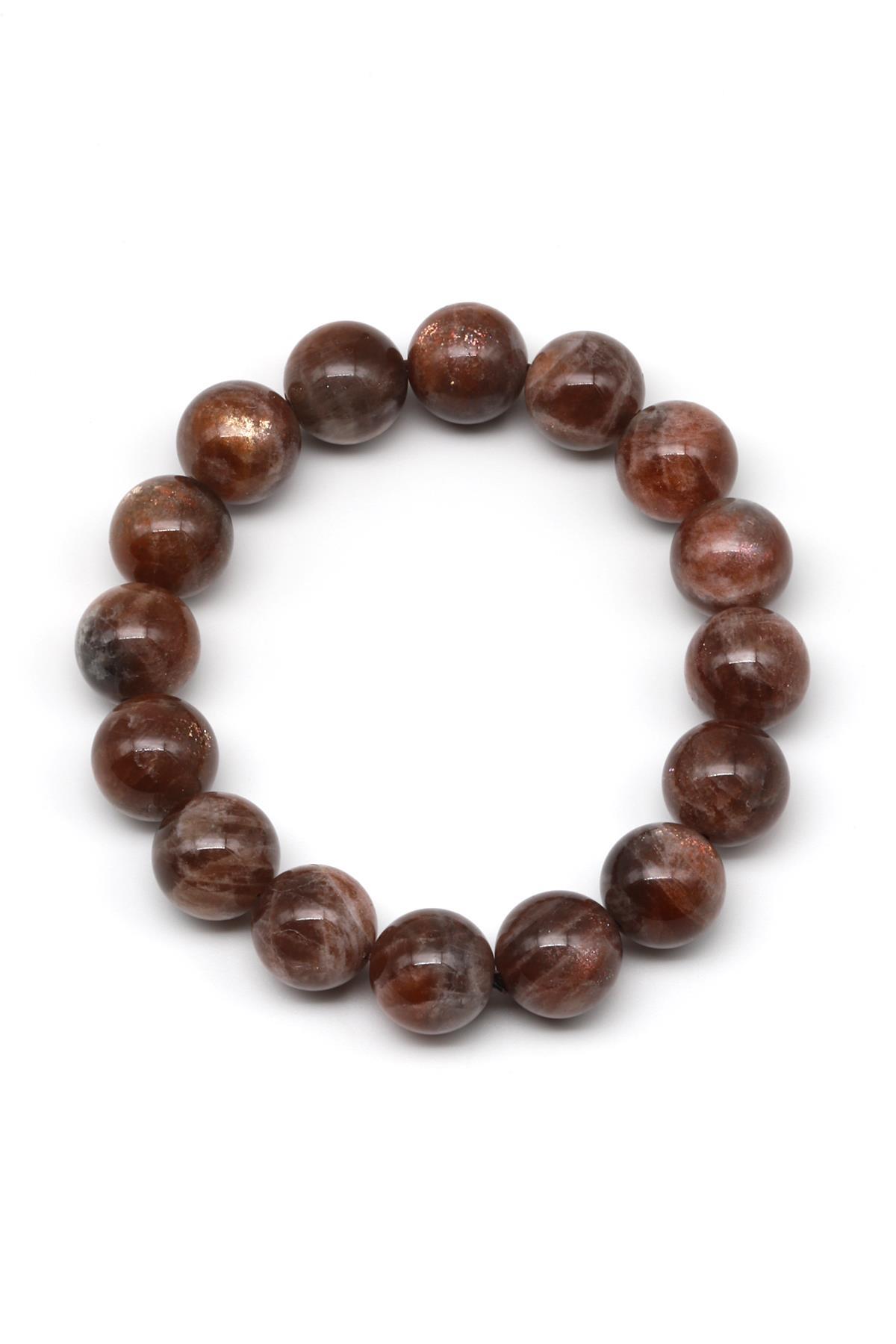 Güneş Taşı Doğal Taş Bileklik 12 mm Küre Kesim