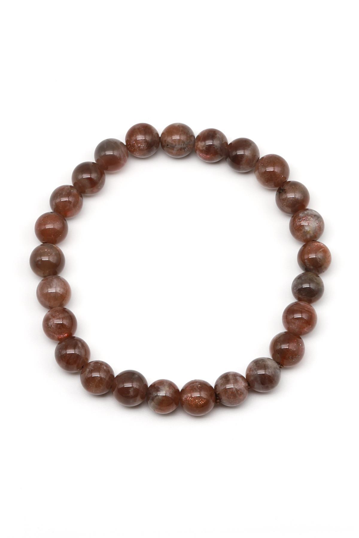 Güneş Taşı Doğal Taş Bileklik 7 mm Küre Kesim