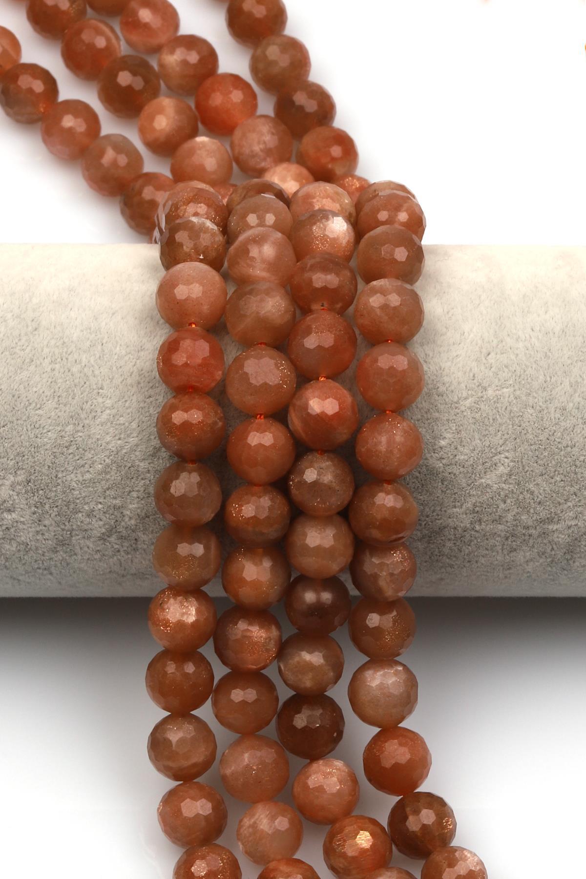 Güneş Taşı Doğal Taş Dizi 10 mm Fasetli Küre Kesim