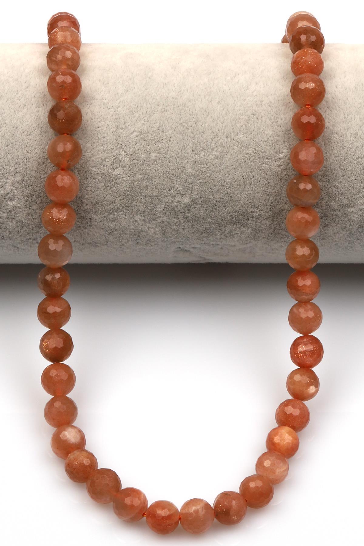 Güneş Taşı Doğal Taş Dizi 8 mm Fasetli Küre Kesim