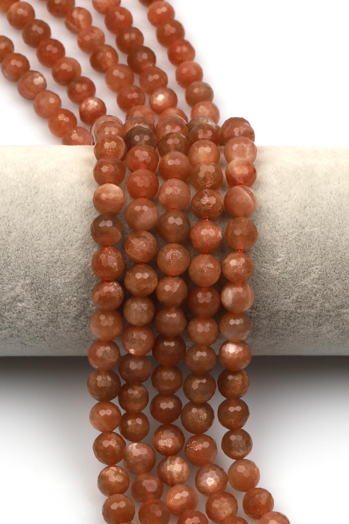 Güneş Taşı Doğal Taş Dizi 8 mm Fasetli Küre Kesim