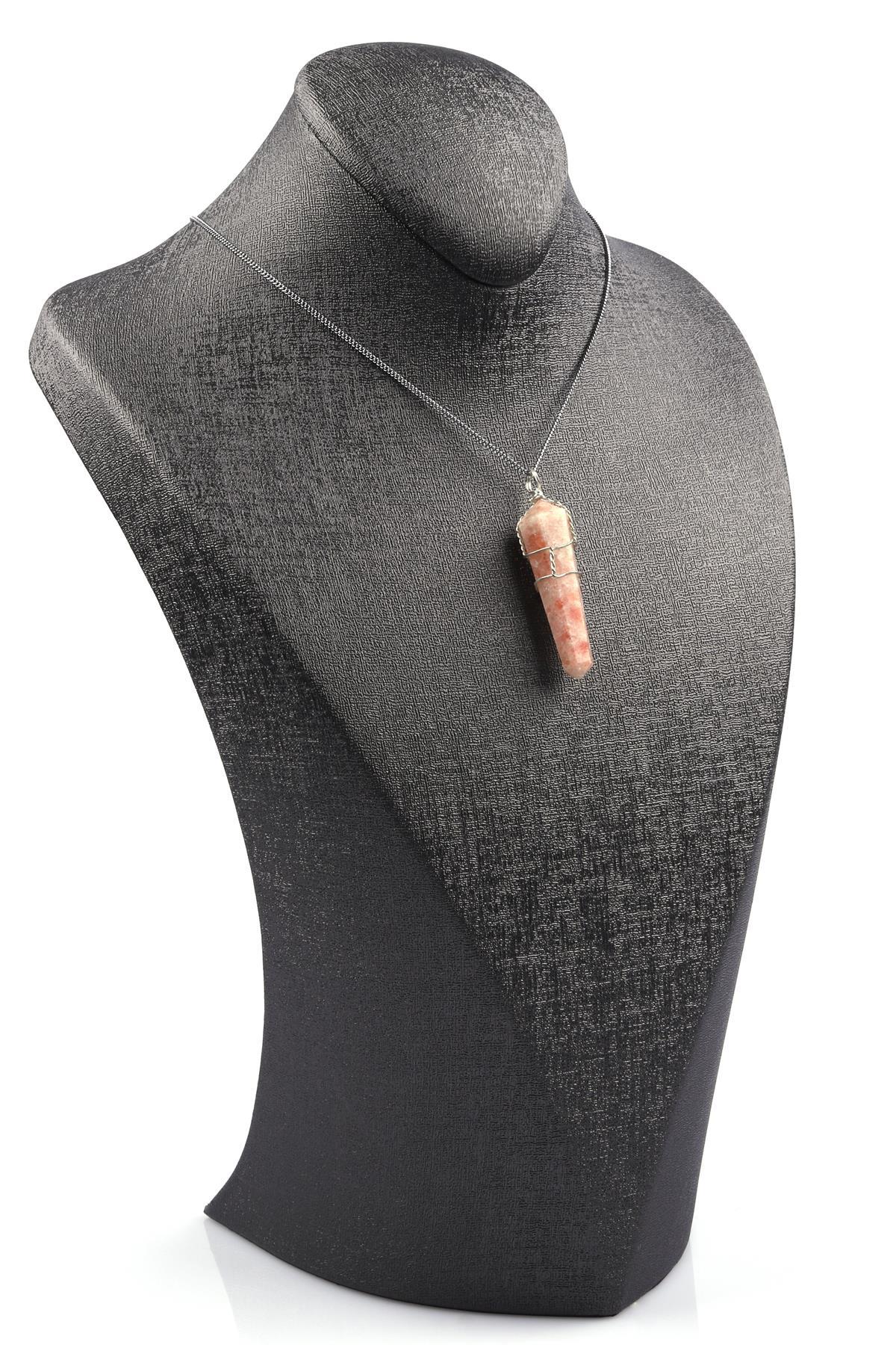 Güneş Taşı Doğal Taş Tel Sarmalı Kolye