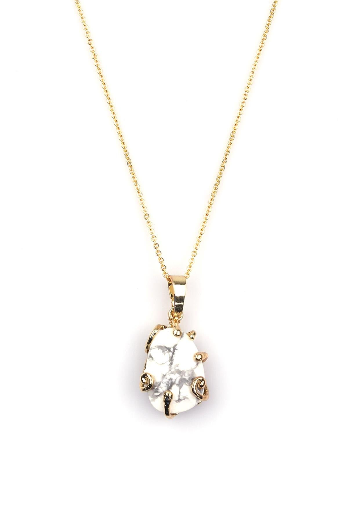 Havlit Doğal Taş Gold Renkli Kolye