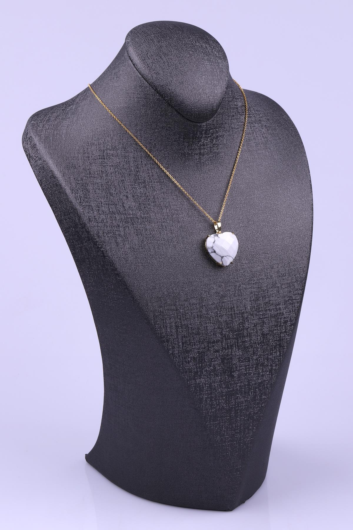 Havlit Doğal Taş Gold Renkli Kolye