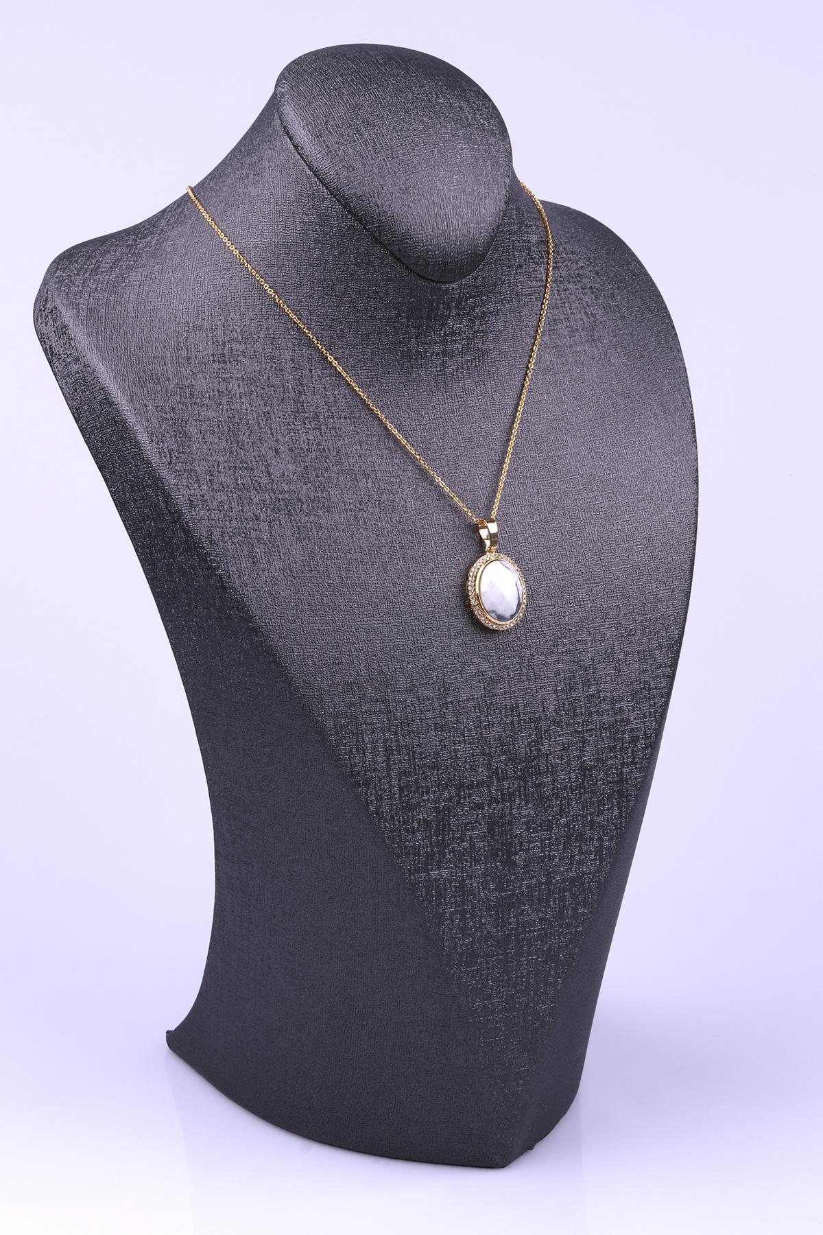 Havlit Doğal Taş Gold Renkli Kolye