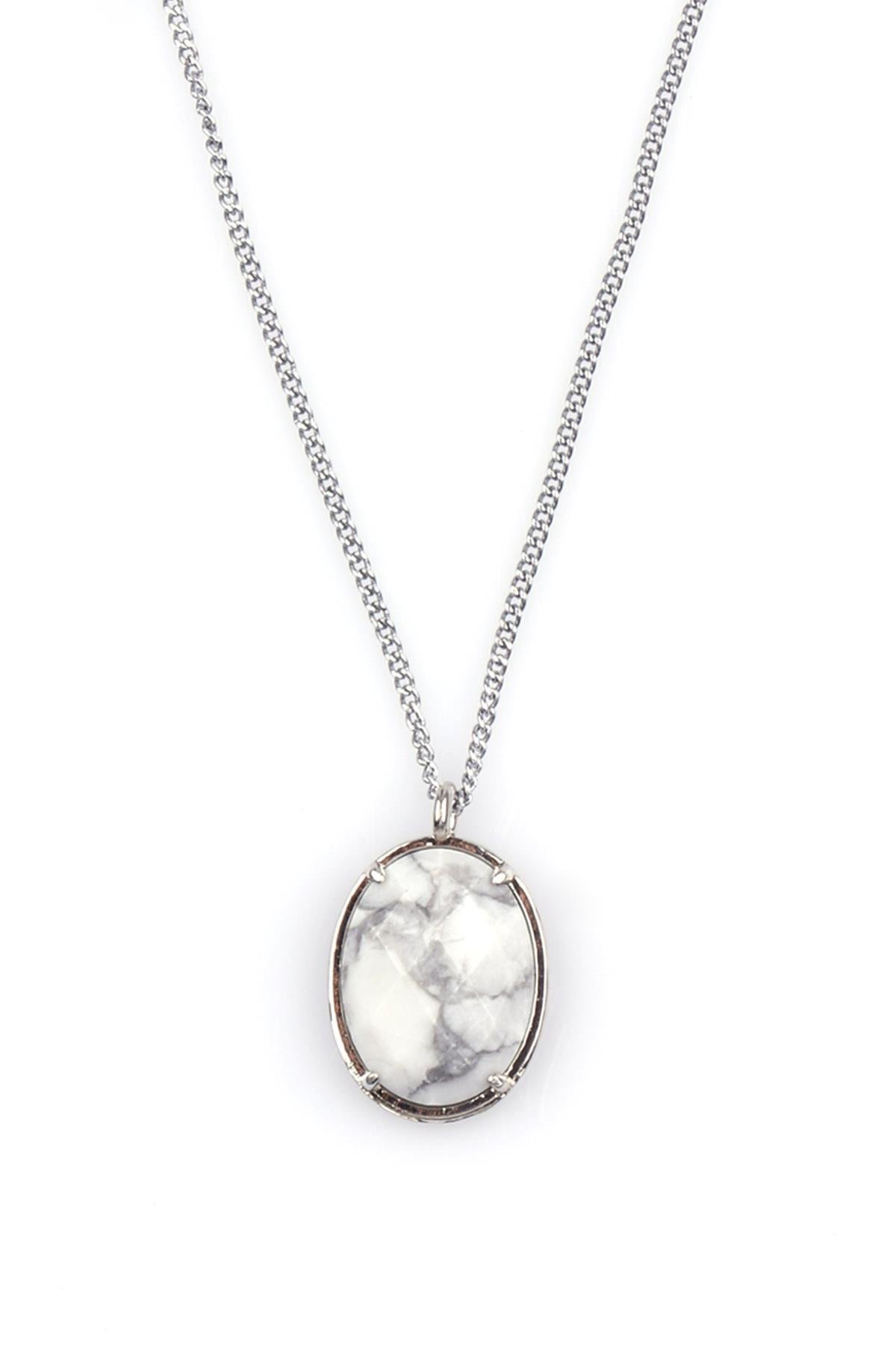 Havlit Doğal Taş Gümüş Renkli Kolye