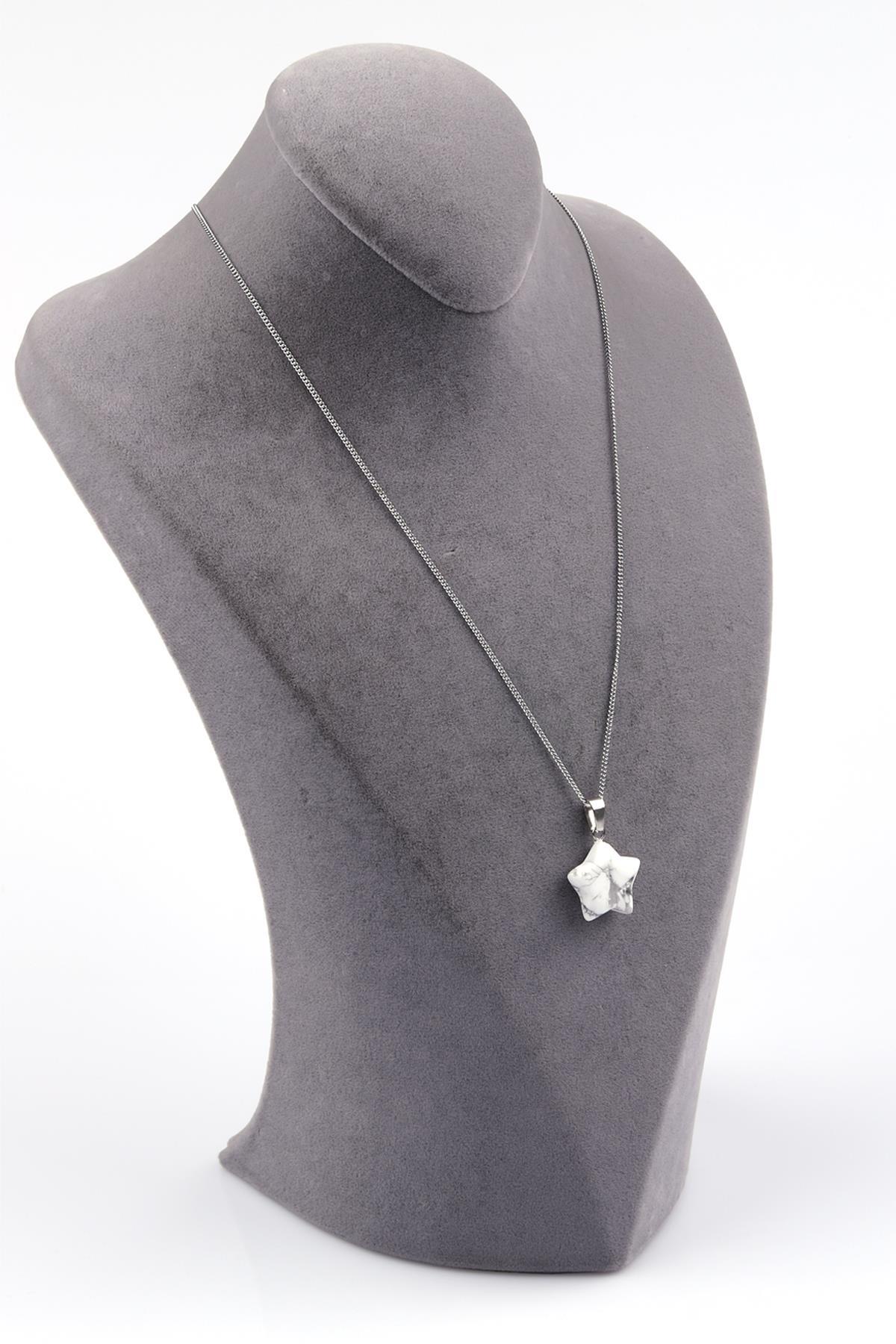 Havlit Doğal Taş Yıldız Model Kolye