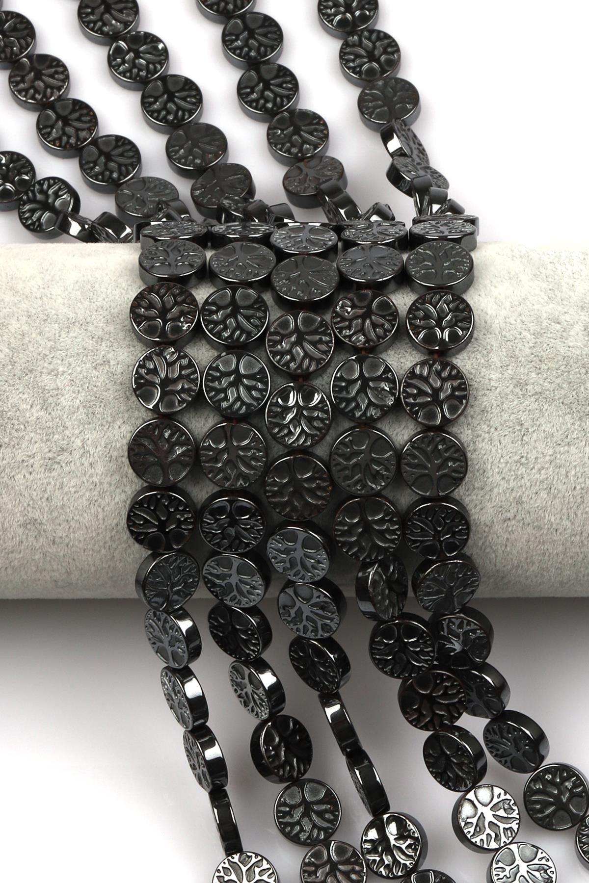 Hematit Dizi 10 mm Hayat Ağacı Model