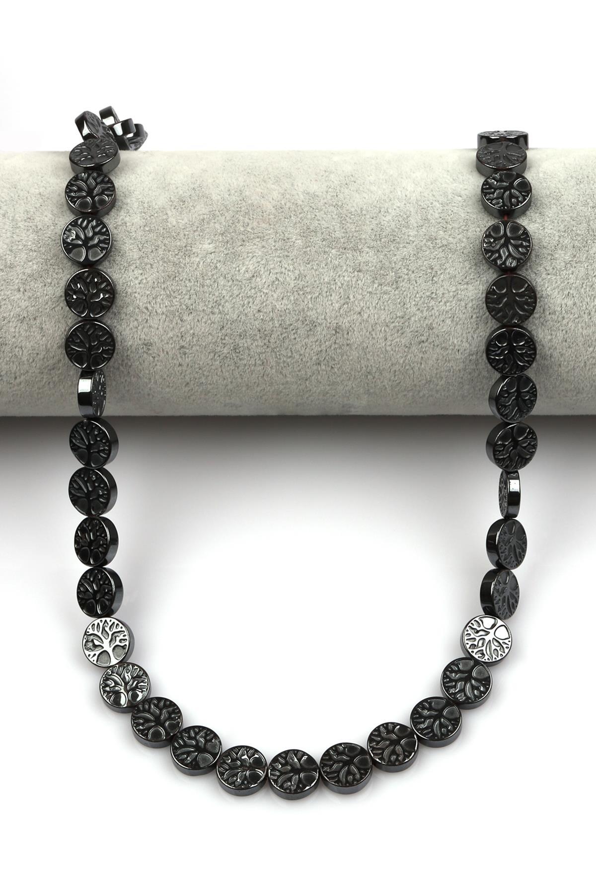 Hematit Dizi 10 mm Hayat Ağacı Model