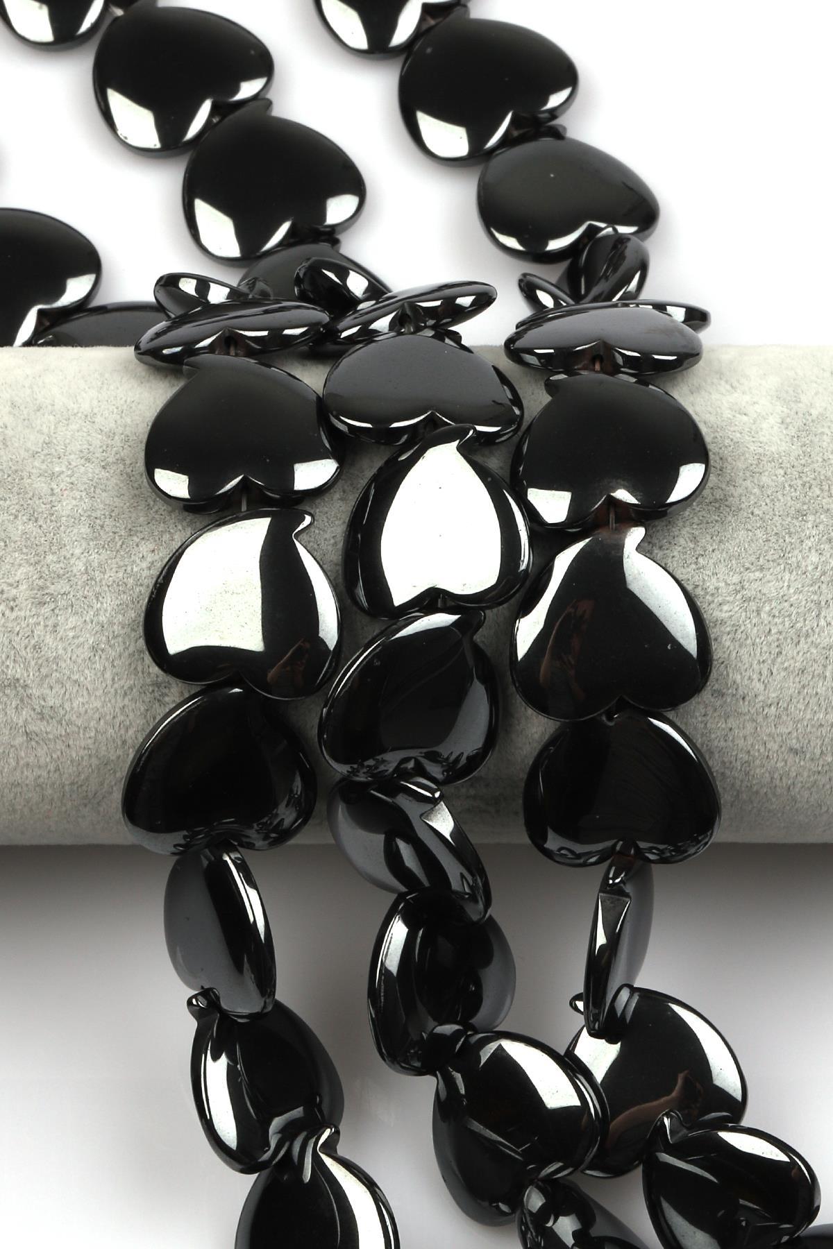 Hematit Dizi 18 x 20 mm Kalp Model