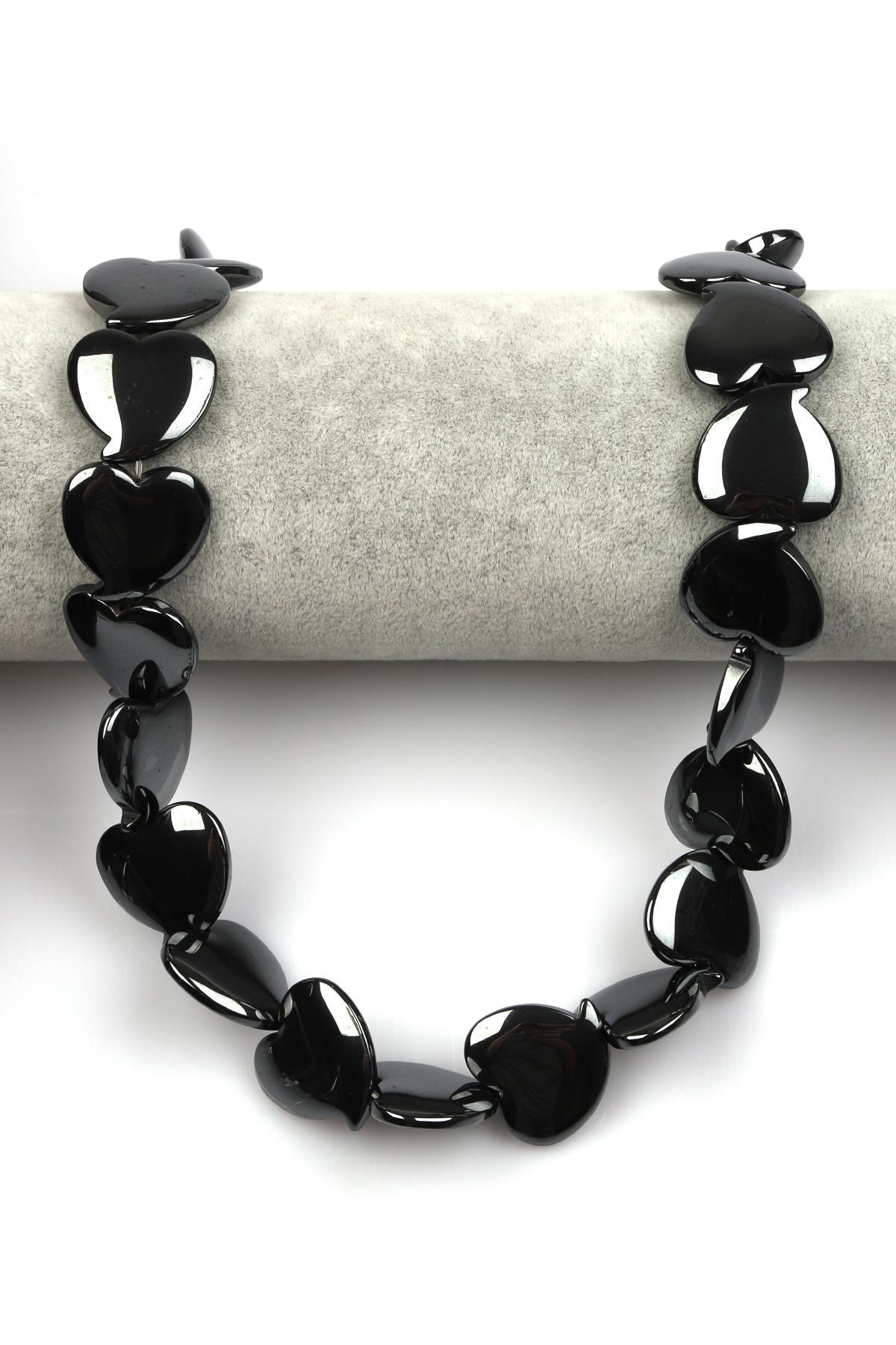 Hematit Dizi 18 x 20 mm Kalp Model