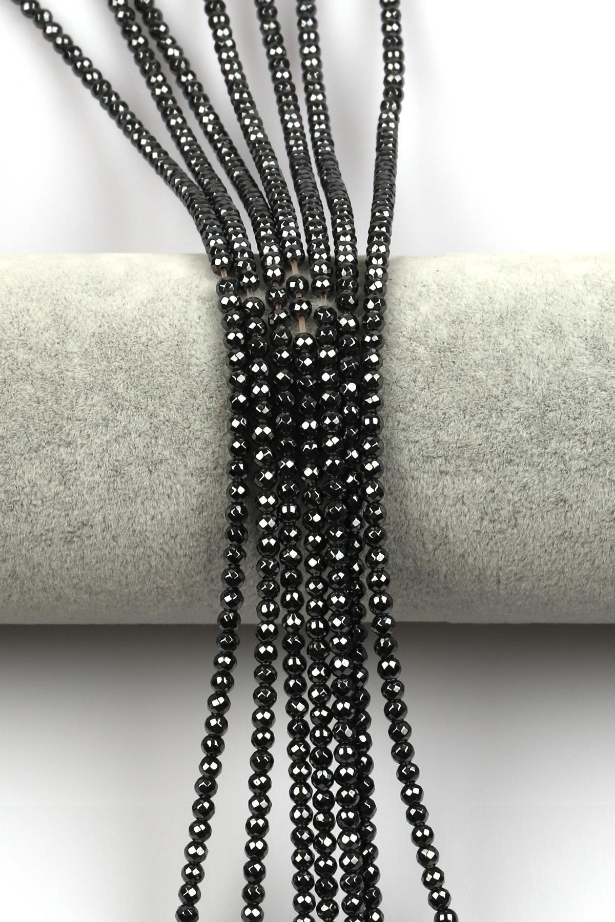 Hematit Dizi 3 mm Fasetli Küre Kesim