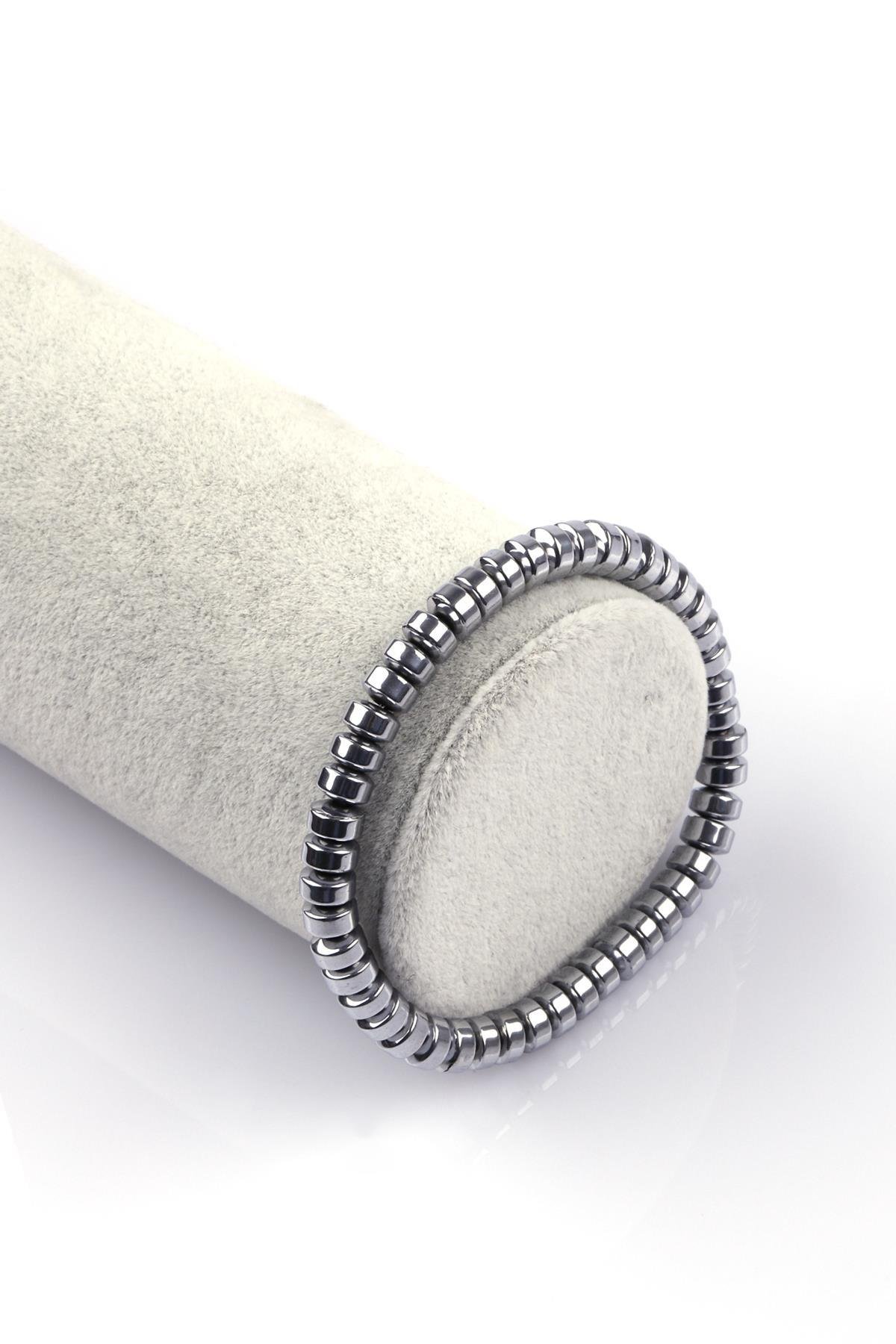 Hematit Doğal Taş Bileklik 3 x 6 mm Rondel Kesim