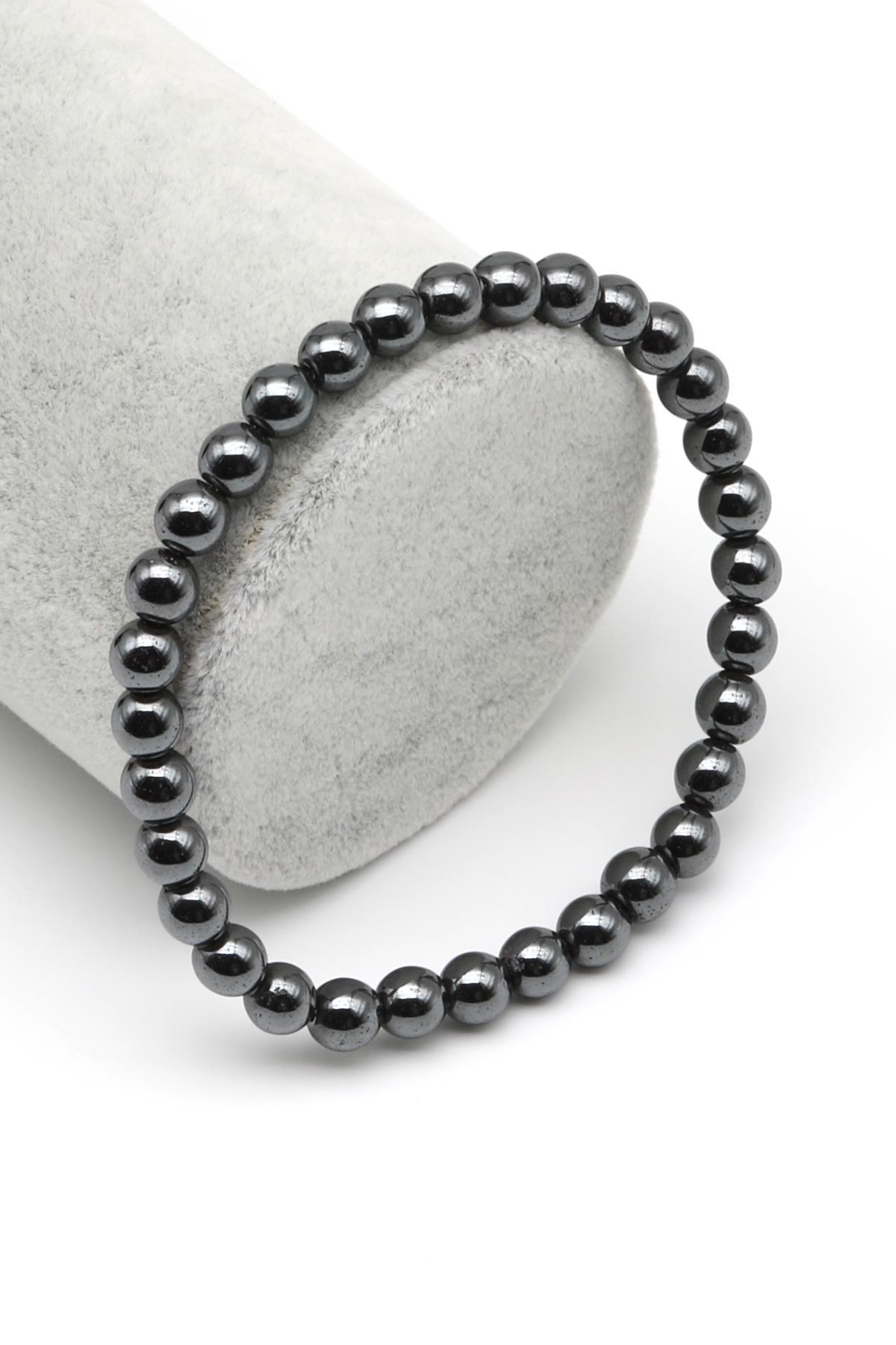 Hematit Doğal Taş Bileklik 6 mm Küre Kesim