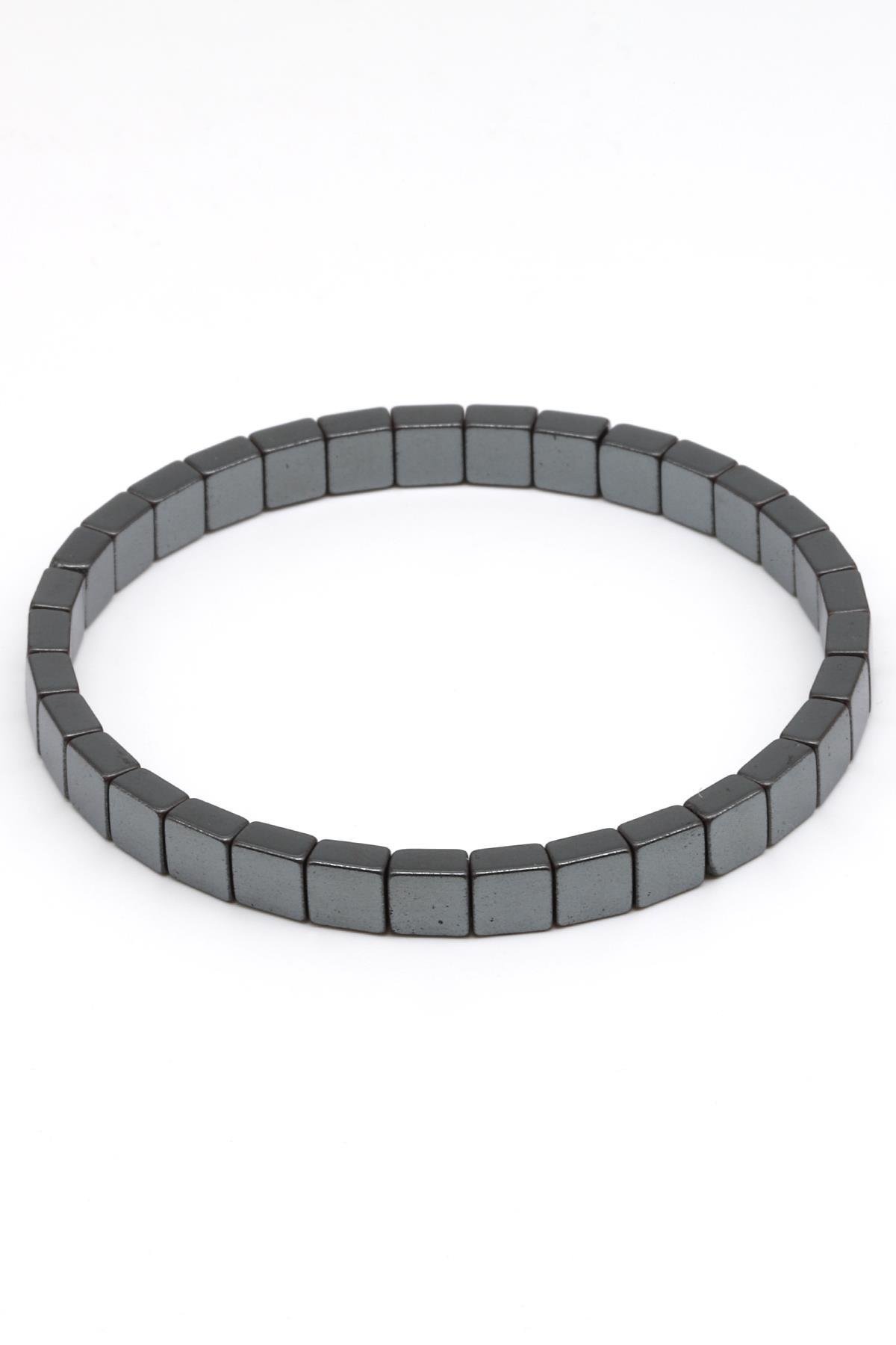 Hematit Doğal Taş Bileklik 6 x 6 mm Özel Kesim