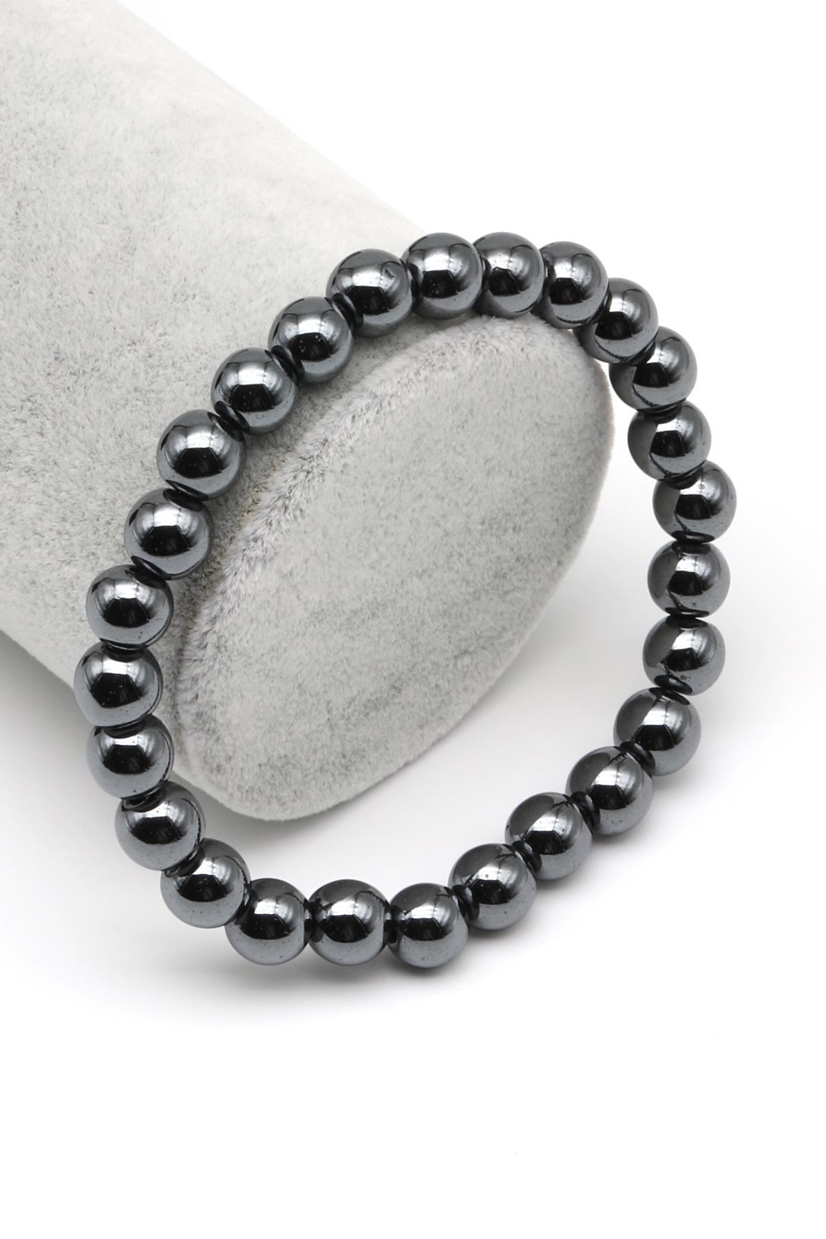 Hematit Doğal Taş Bileklik 8 mm Küre Kesim