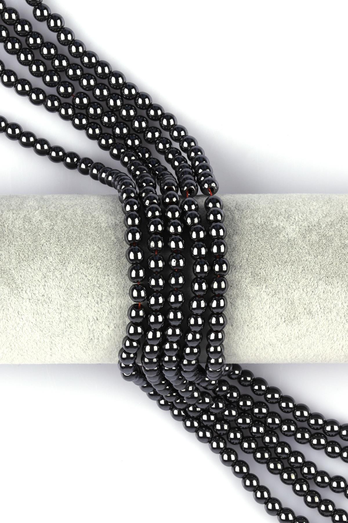 Hematit Doğal Taş Dizi 6 mm Küre Kesim