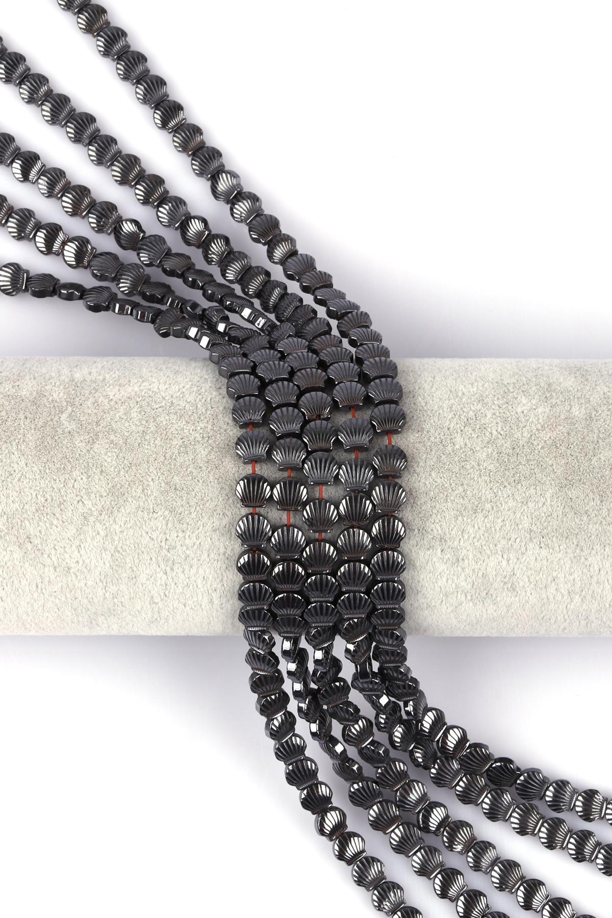 Hematit Doğal Taş Dizi 6 x 3 mm Deniz Kabuğu Model