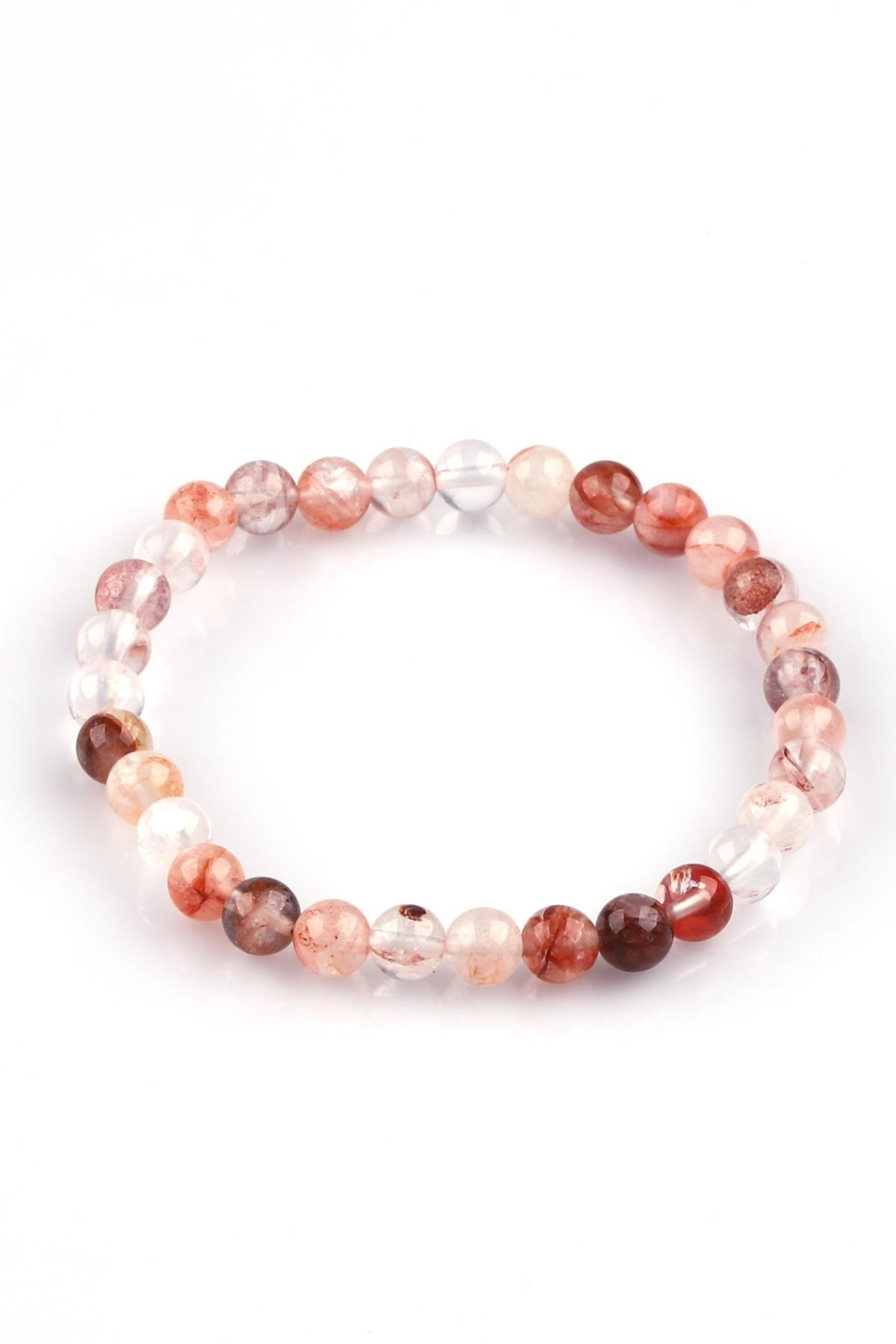 Hematoid Kuvars Doğal Taş Bileklik 6mm Küre Kesim