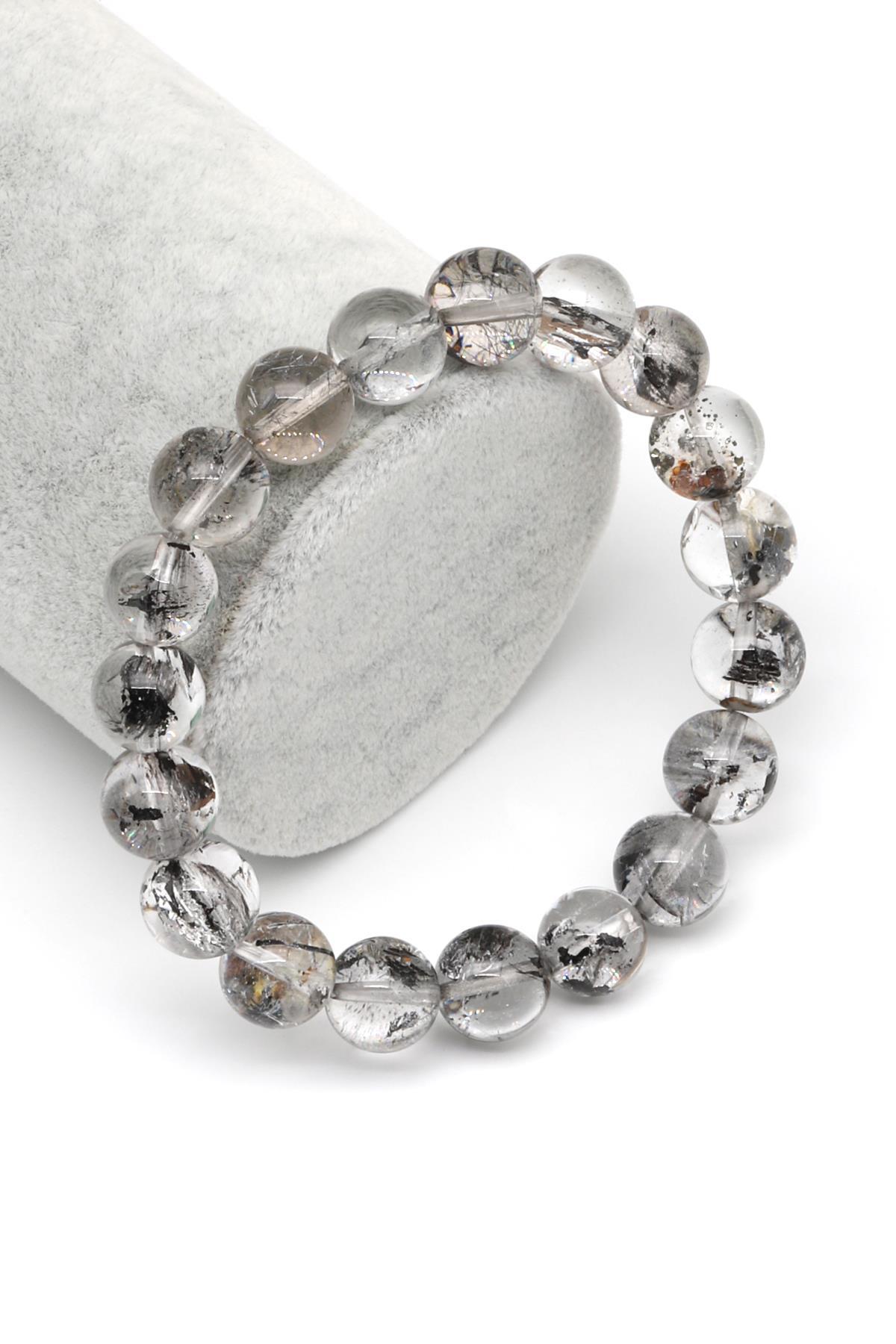 Herkimer Kuvars Doğal Taş Bileklik 10 mm Küre Kesim