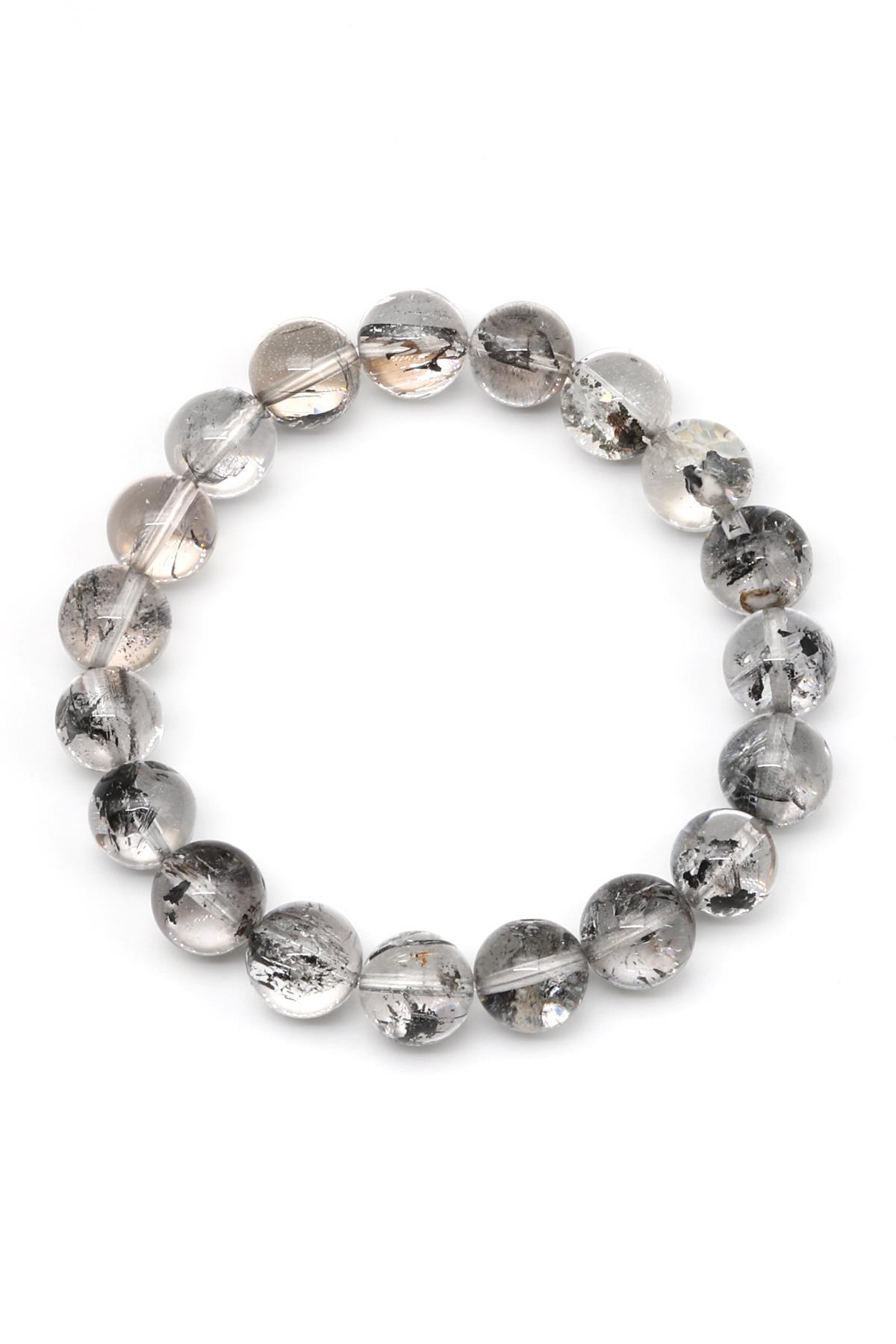 Herkimer Kuvars Doğal Taş Bileklik 10 mm Küre Kesim