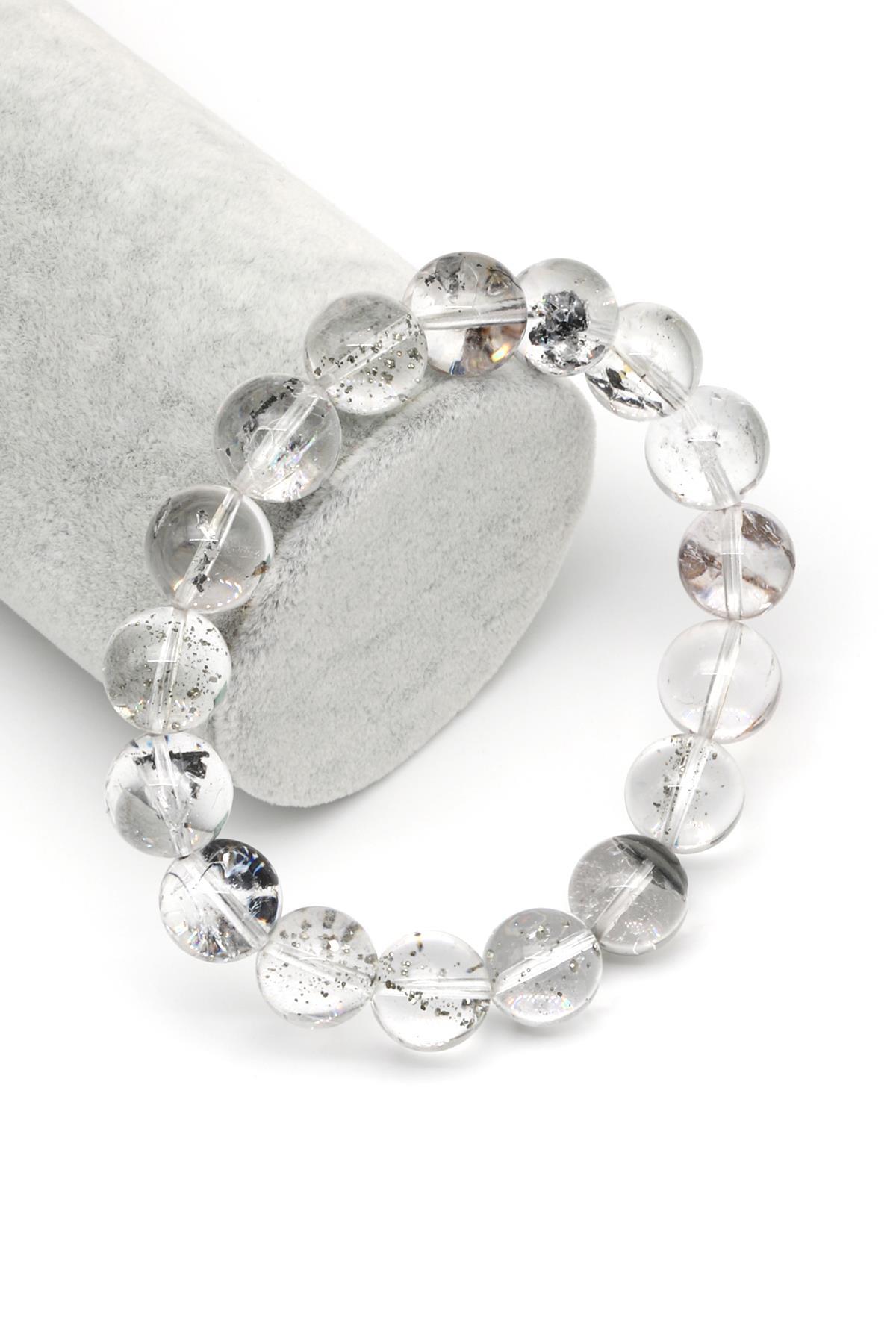 Herkimer Kuvars Doğal Taş Bileklik 12 mm Küre Kesim