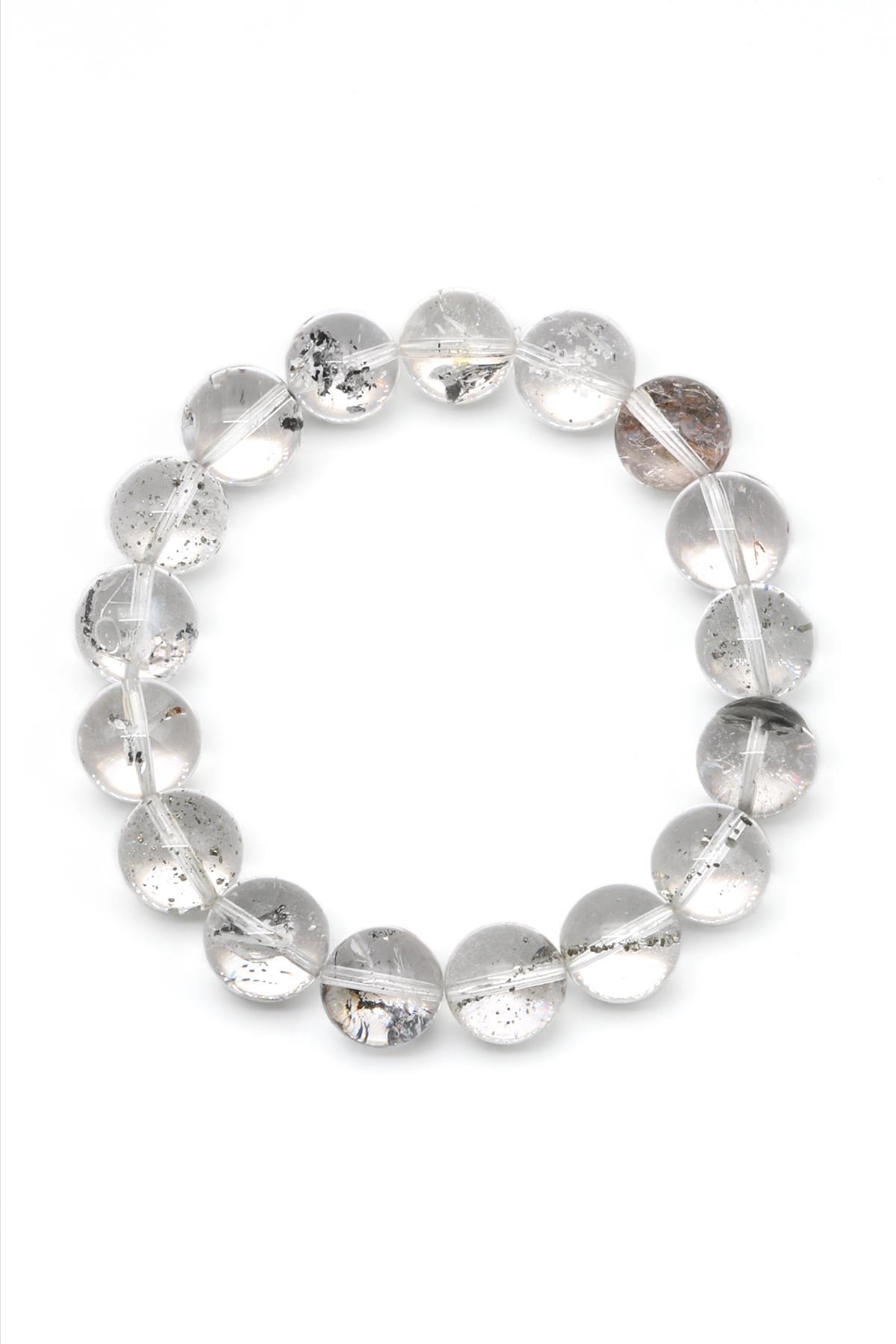 Herkimer Kuvars Doğal Taş Bileklik 12 mm Küre Kesim