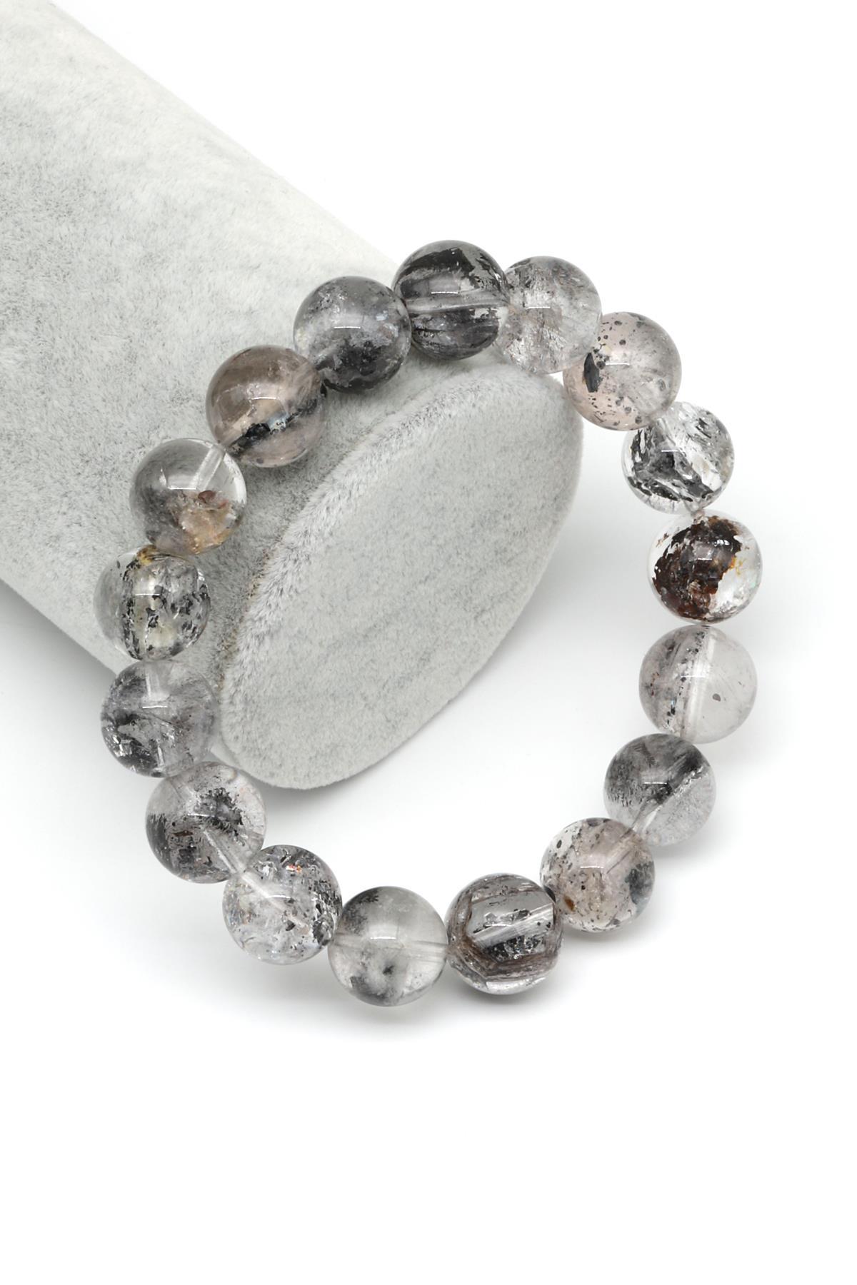 Herkimer Kuvars Doğal Taş Bileklik 12 mm Küre Kesim